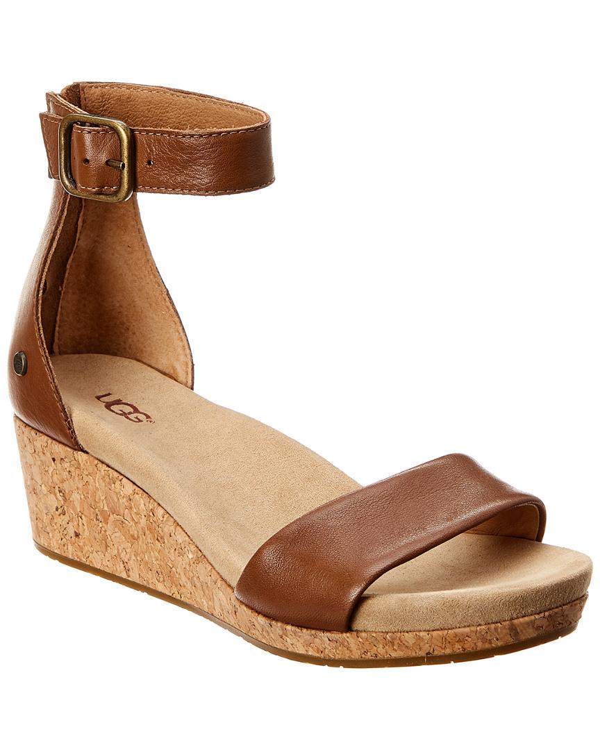 ugg zoe ii leather wedge sandals