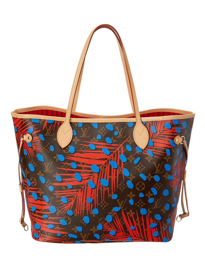 Lyst - Louis Vuitton Limited Edition Blue Jungle Dots Neverfull Mm Nm in Red