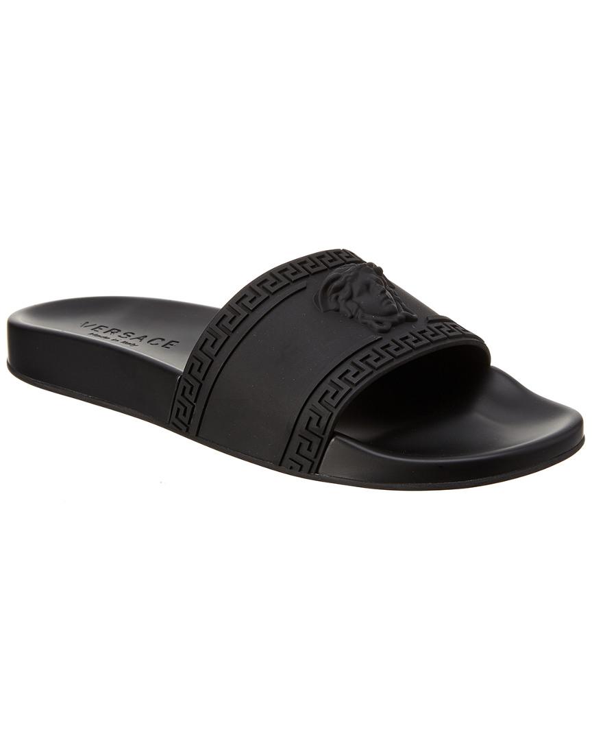 mens black versace slides