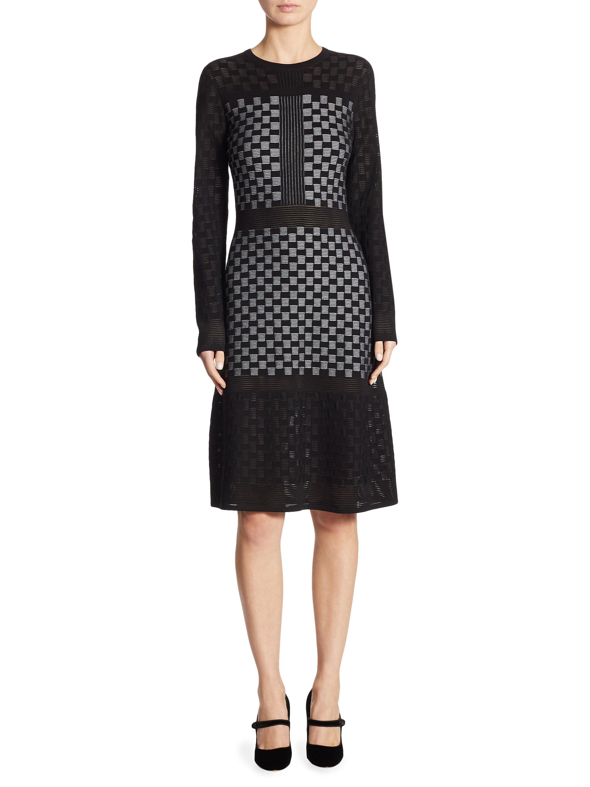 Lyst - St. John Checkerboard Illusion Dress in Black