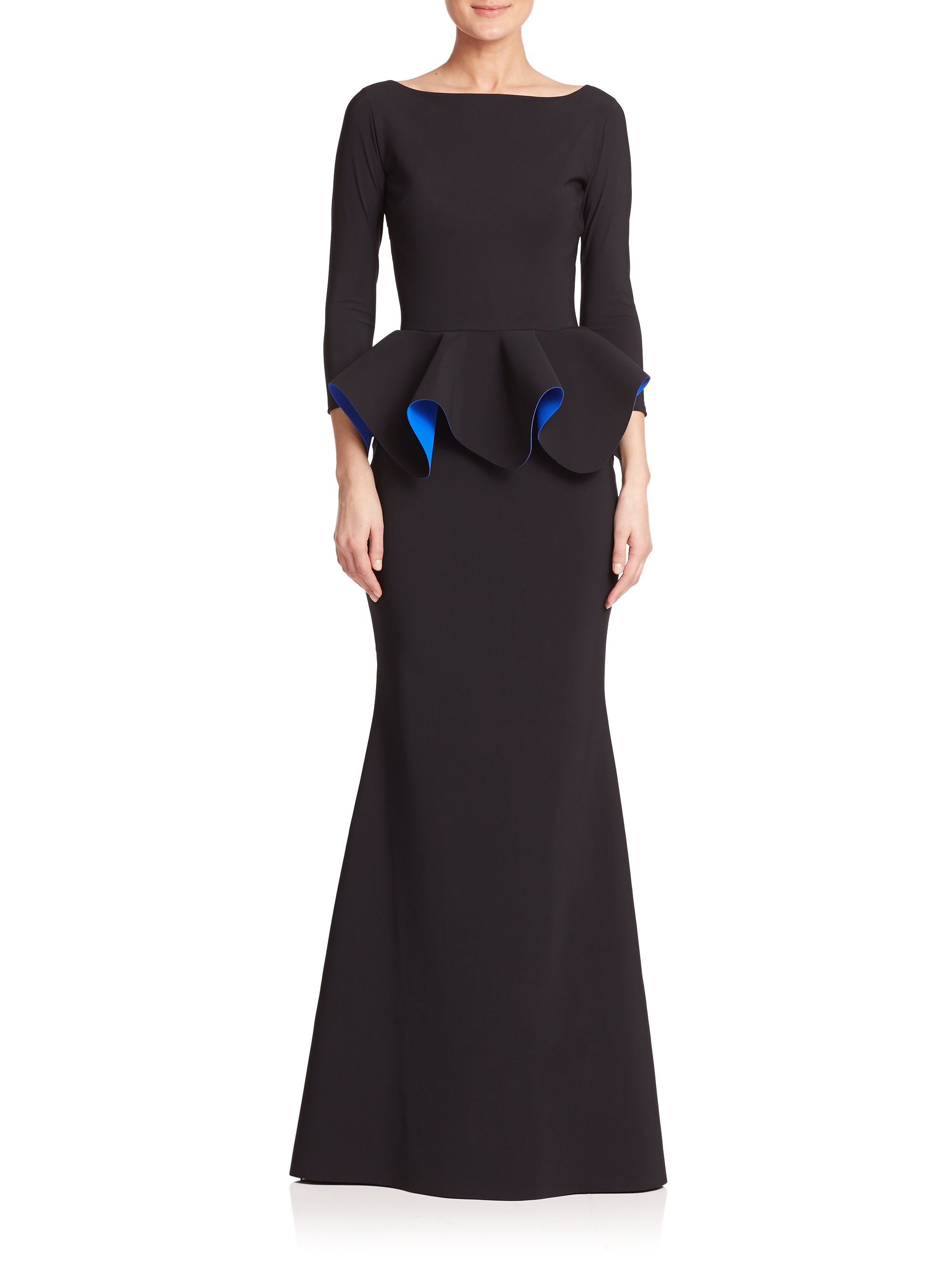 La petite robe di chiara boni Eden Ruffle Peplum Gown in Black | Lyst