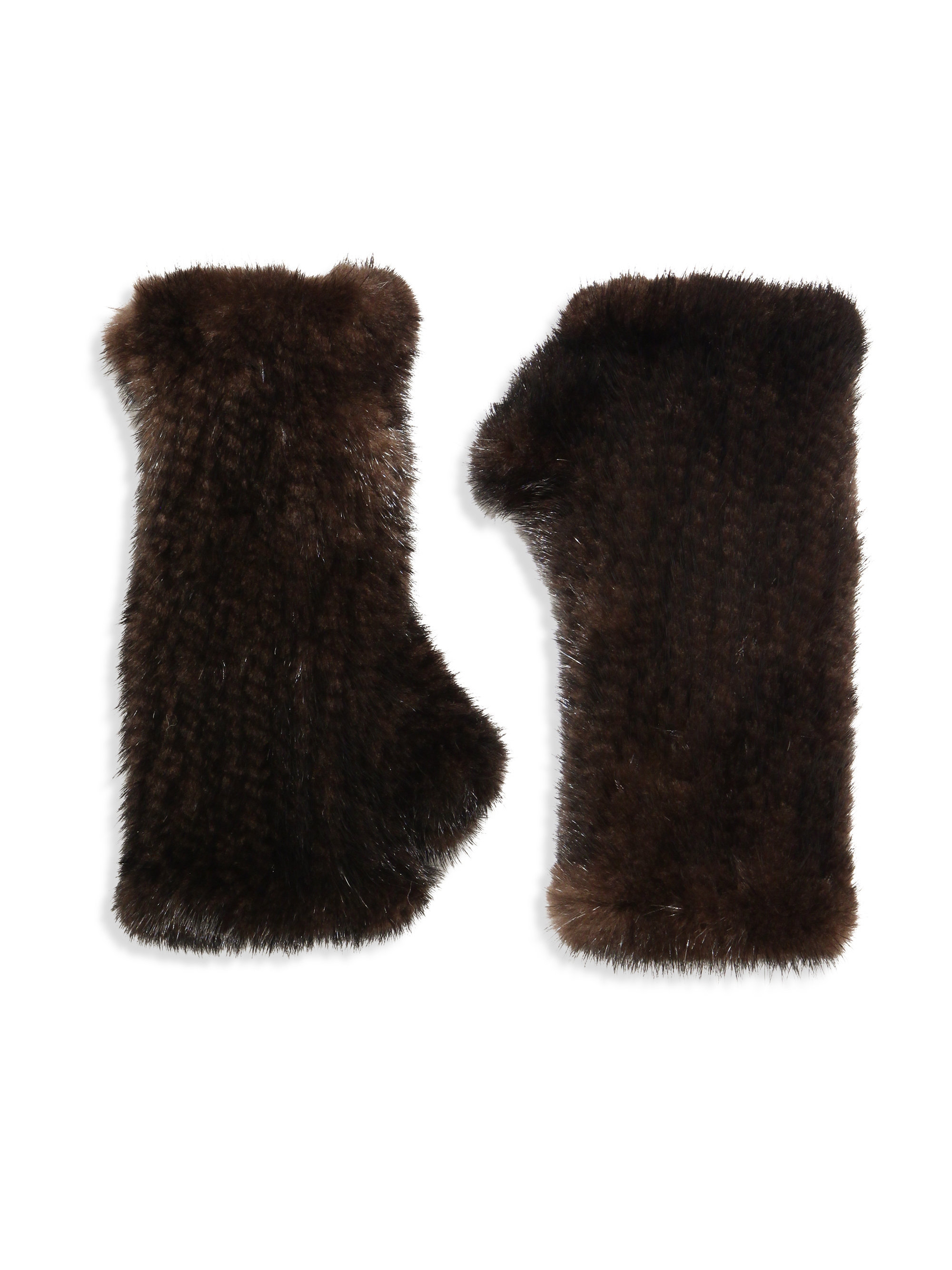 Surell Fingerless Mink Gloves in Brown | Lyst