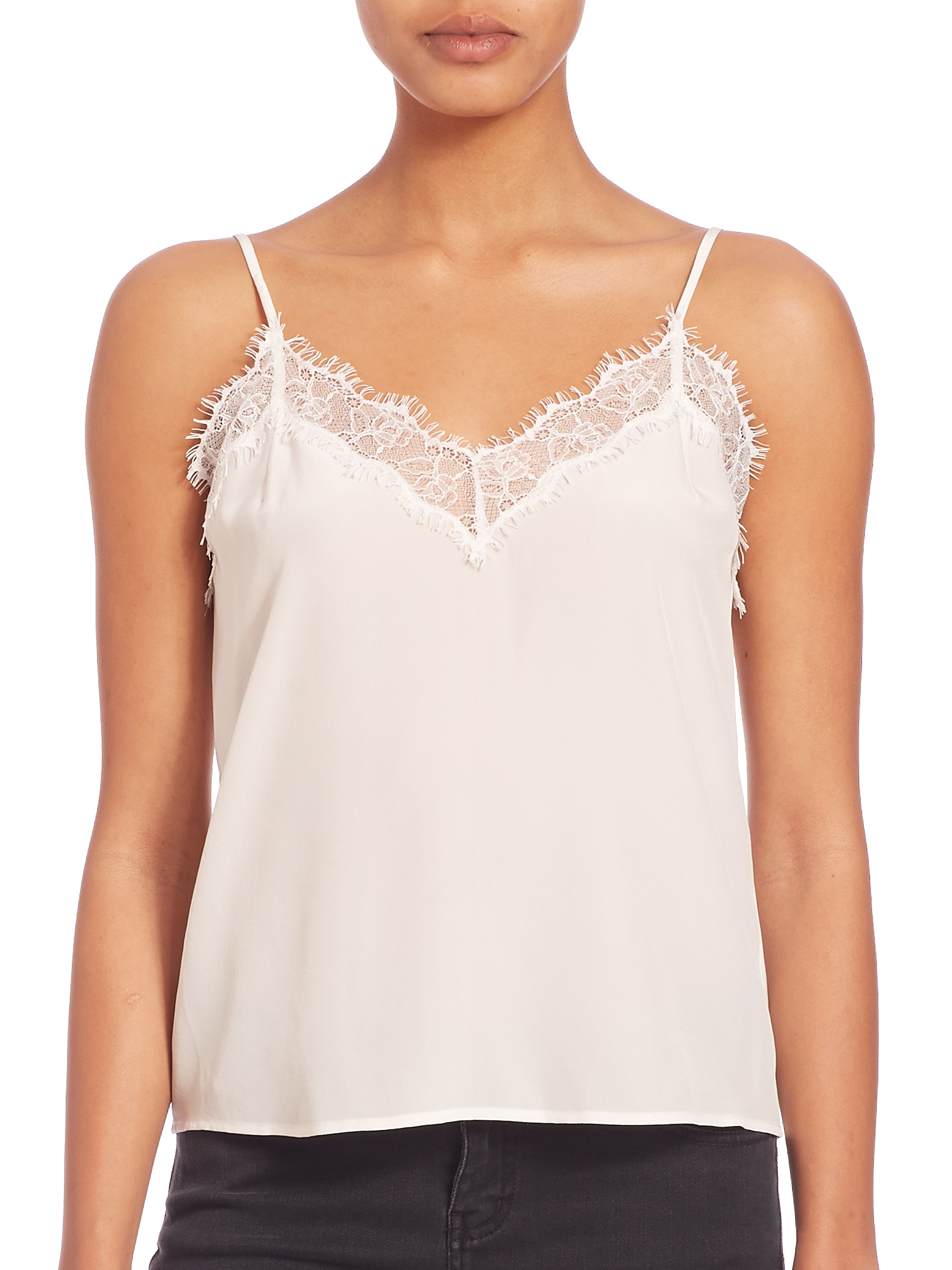 The Kooples Silk And Lace Camisole In White Lyst