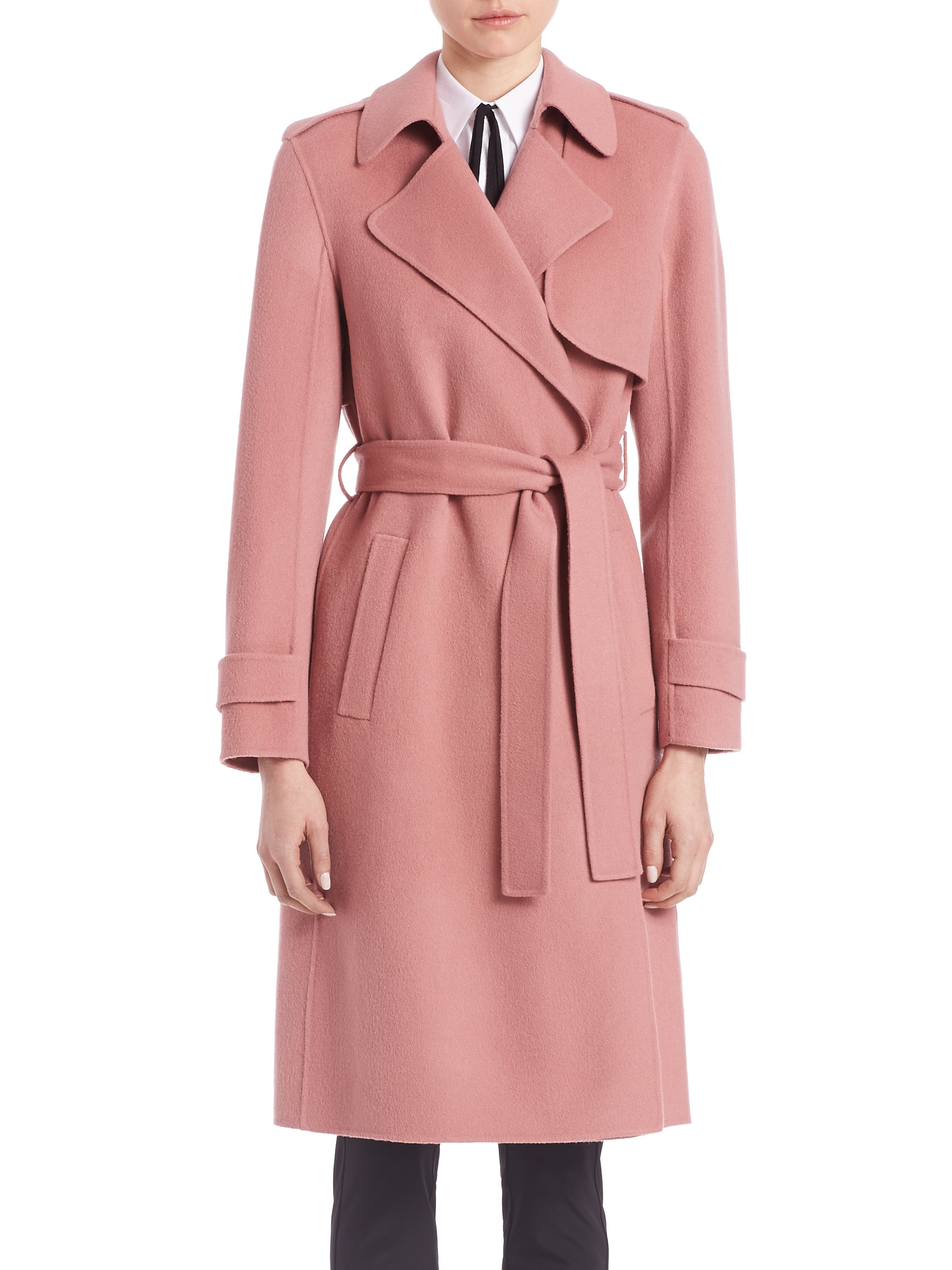 Theory Oaklane Wrap Coat in Pink Lyst