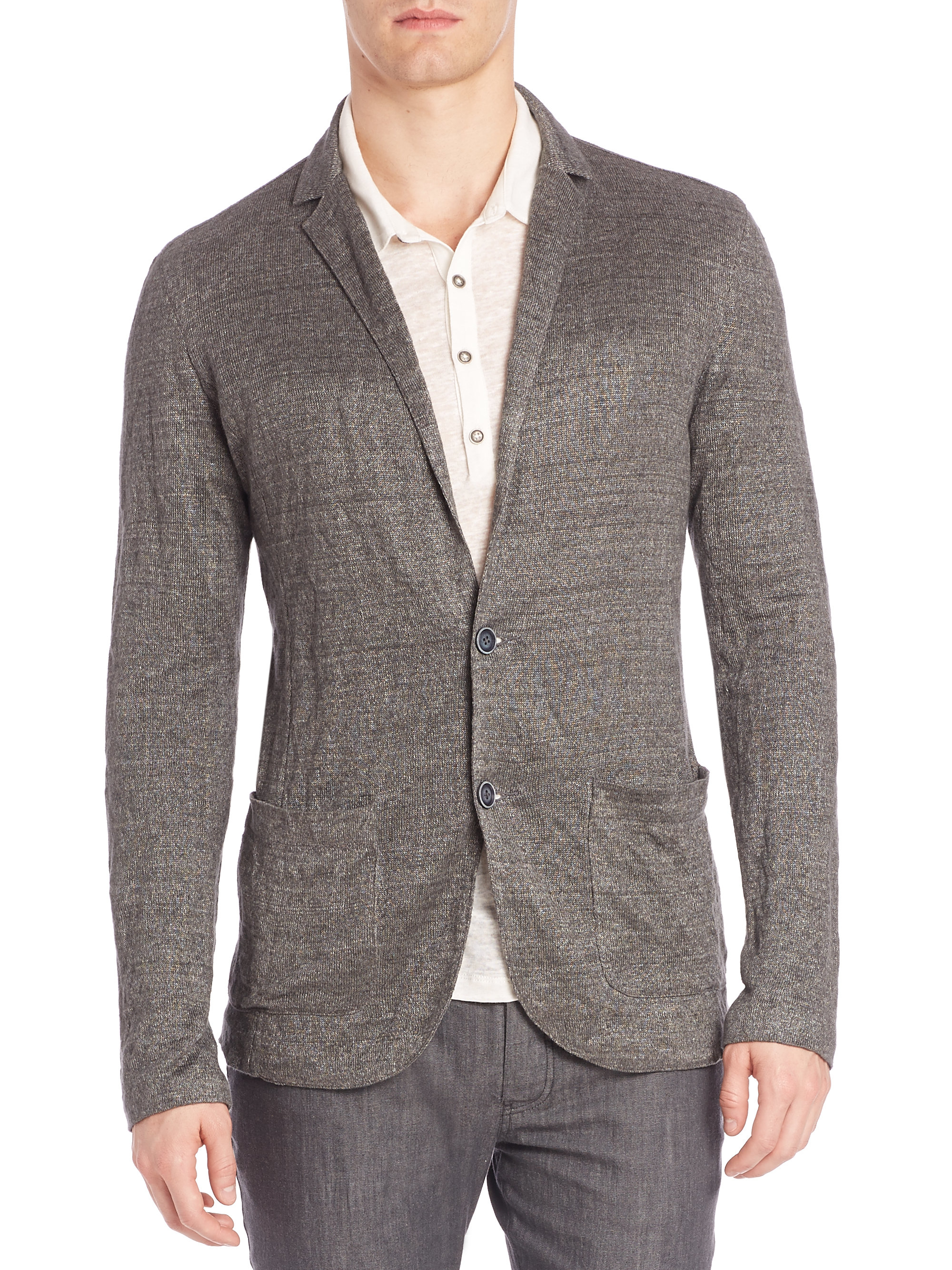 Lyst - John Varvatos Crinkled Sweater Blazer in Gray for Men