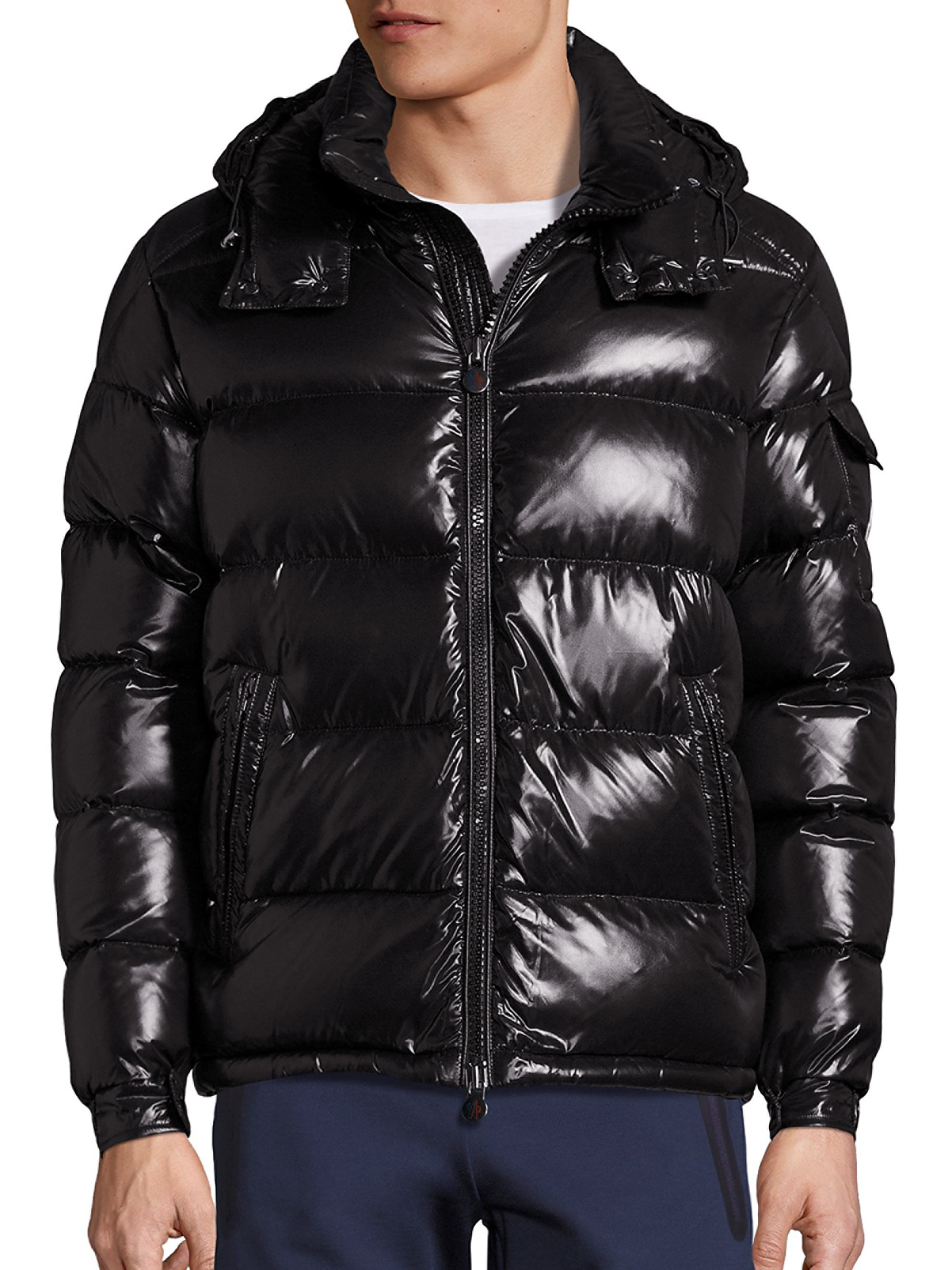 Moncler Maya Shiny Puffer Jacket in Black for Men | Lyst