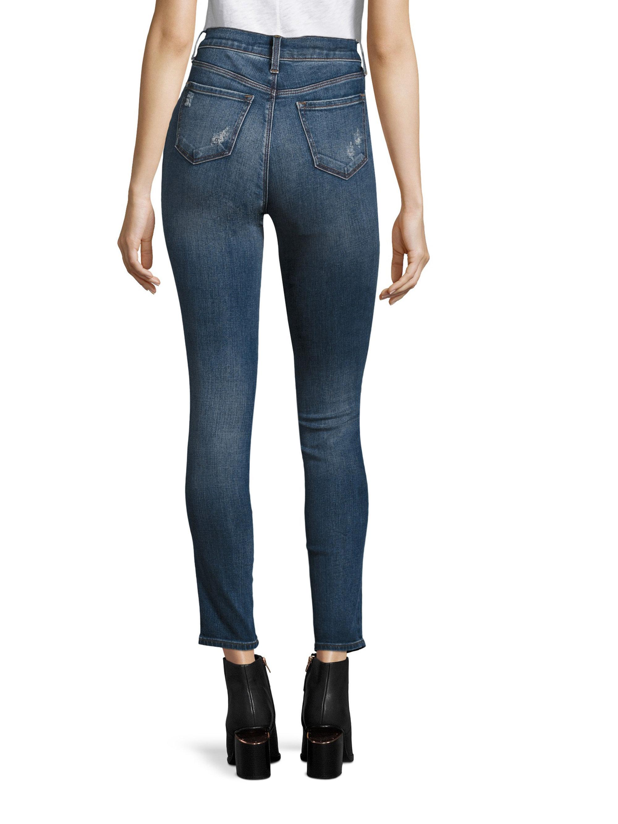 J brand Maria High-rise Distressed Skinny Jeans/decoy Destruct in Blue ...