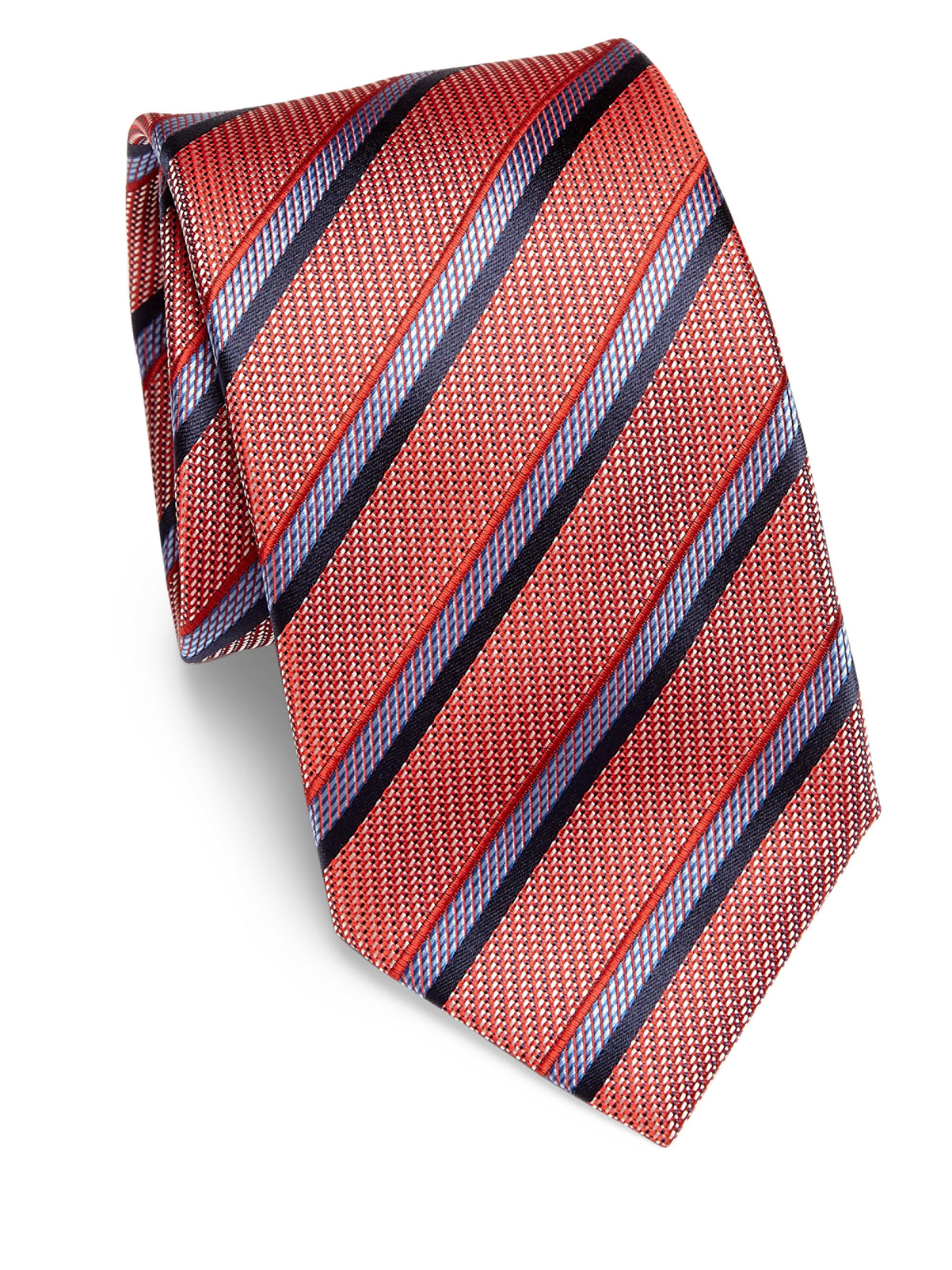 Brioni Diagonal Striped Silk Tie in Red for Men | Lyst