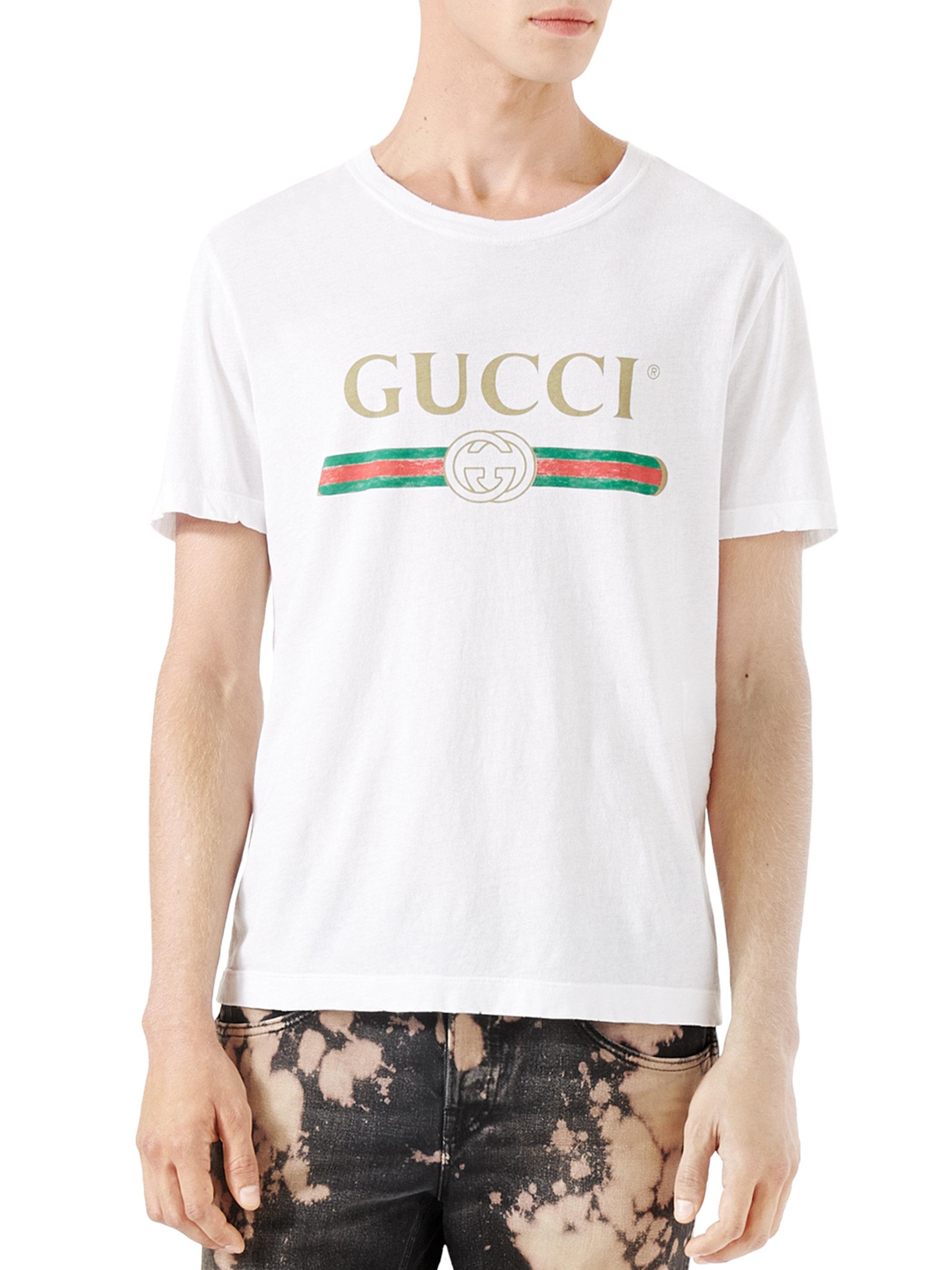 Gucci Print Washed Tee in White for Men | Lyst