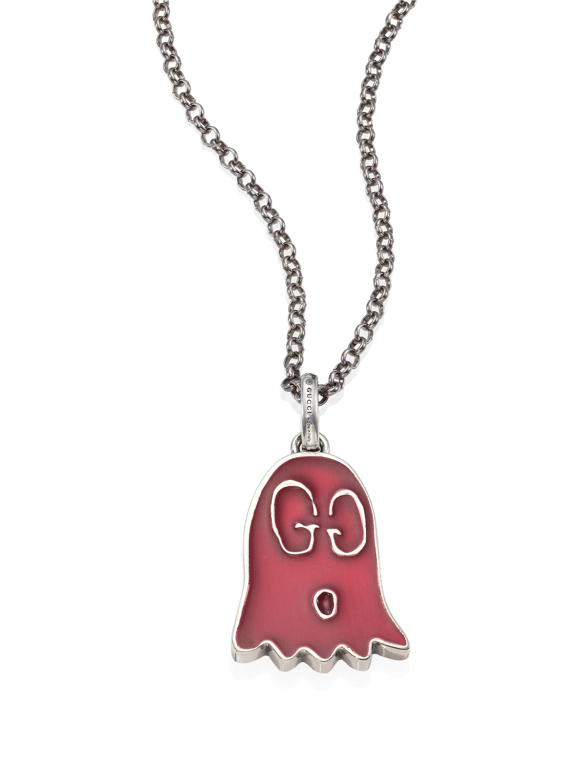 Gucci Red Ghost Sterling Silver Ghost Pendant Necklace