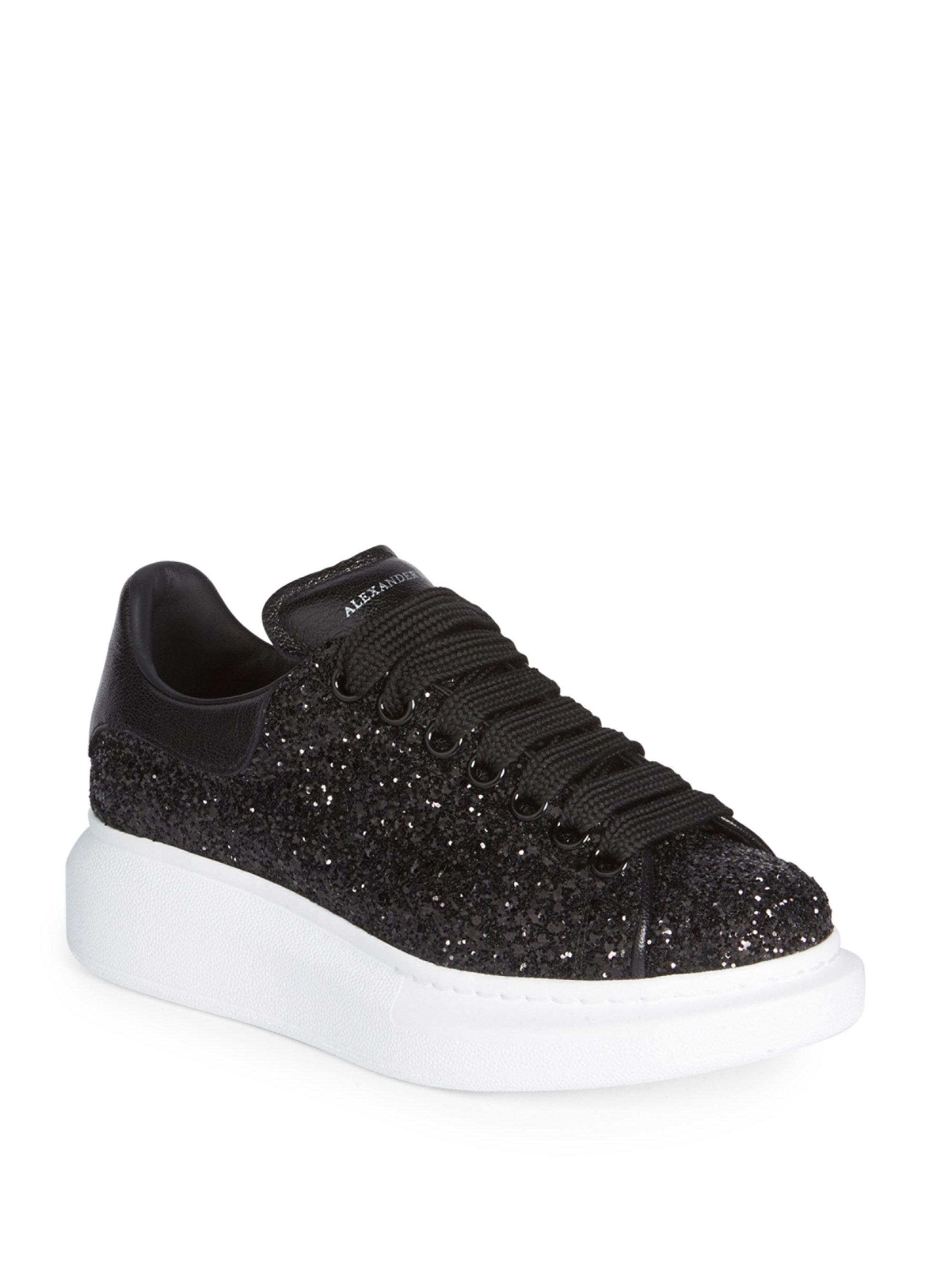 Lyst - Alexander mcqueen Glitter Platform Sneakers in Black