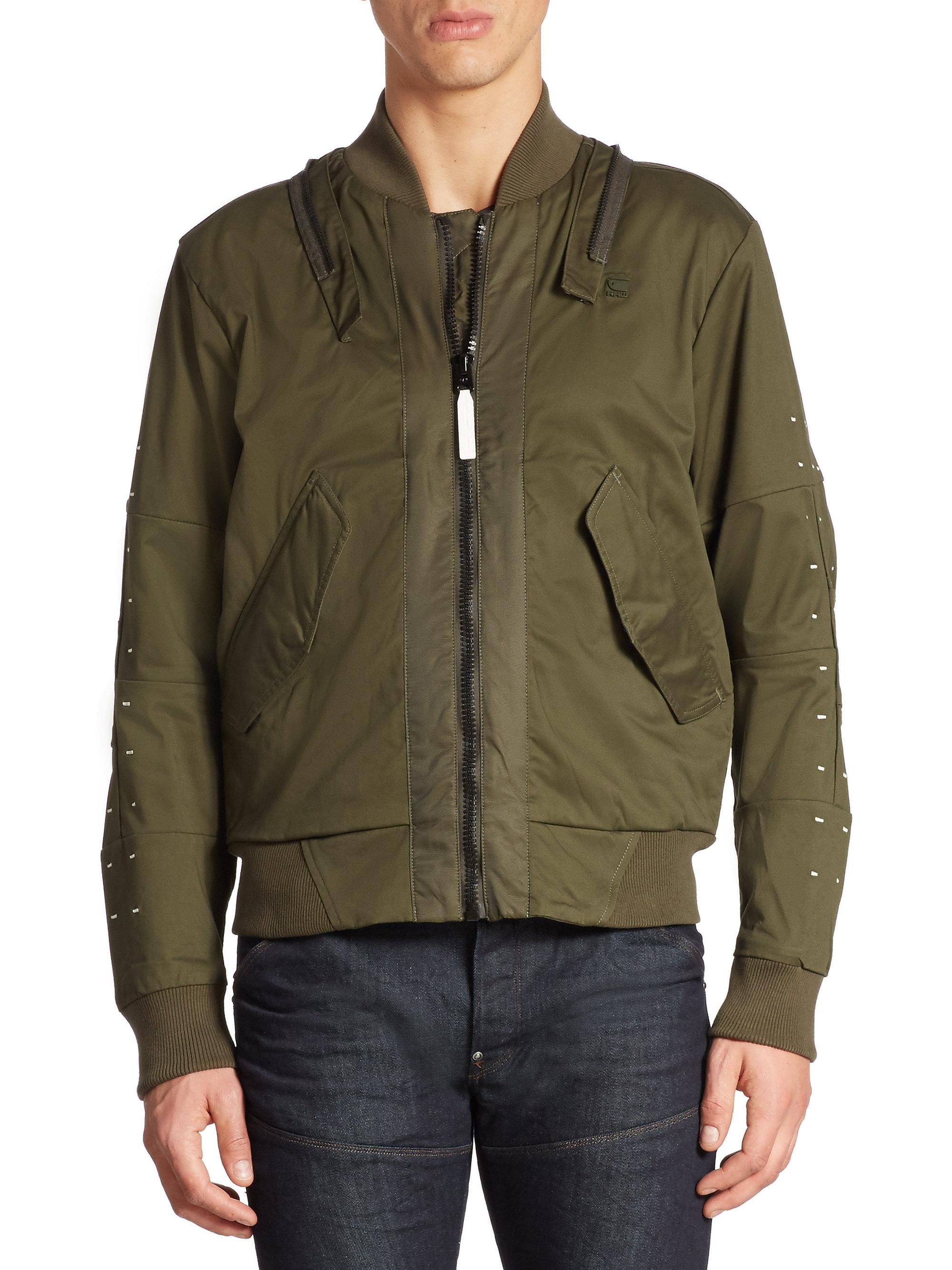 G-star raw Cotton-blend Bomber Jacket in Green for Men | Lyst