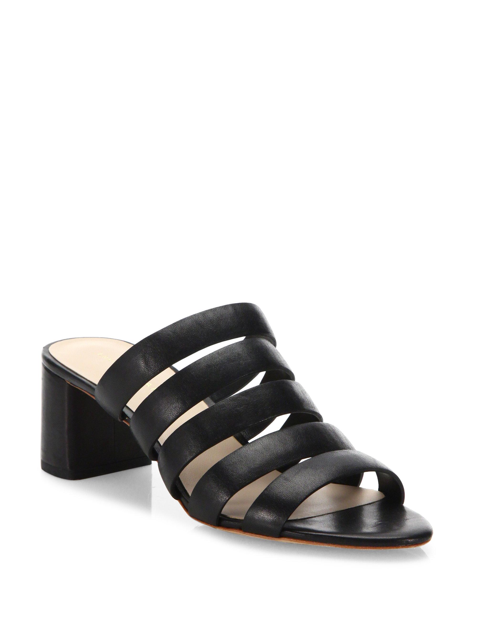 Loeffler randall Finley Multi-strap Leather Mules in Black | Lyst