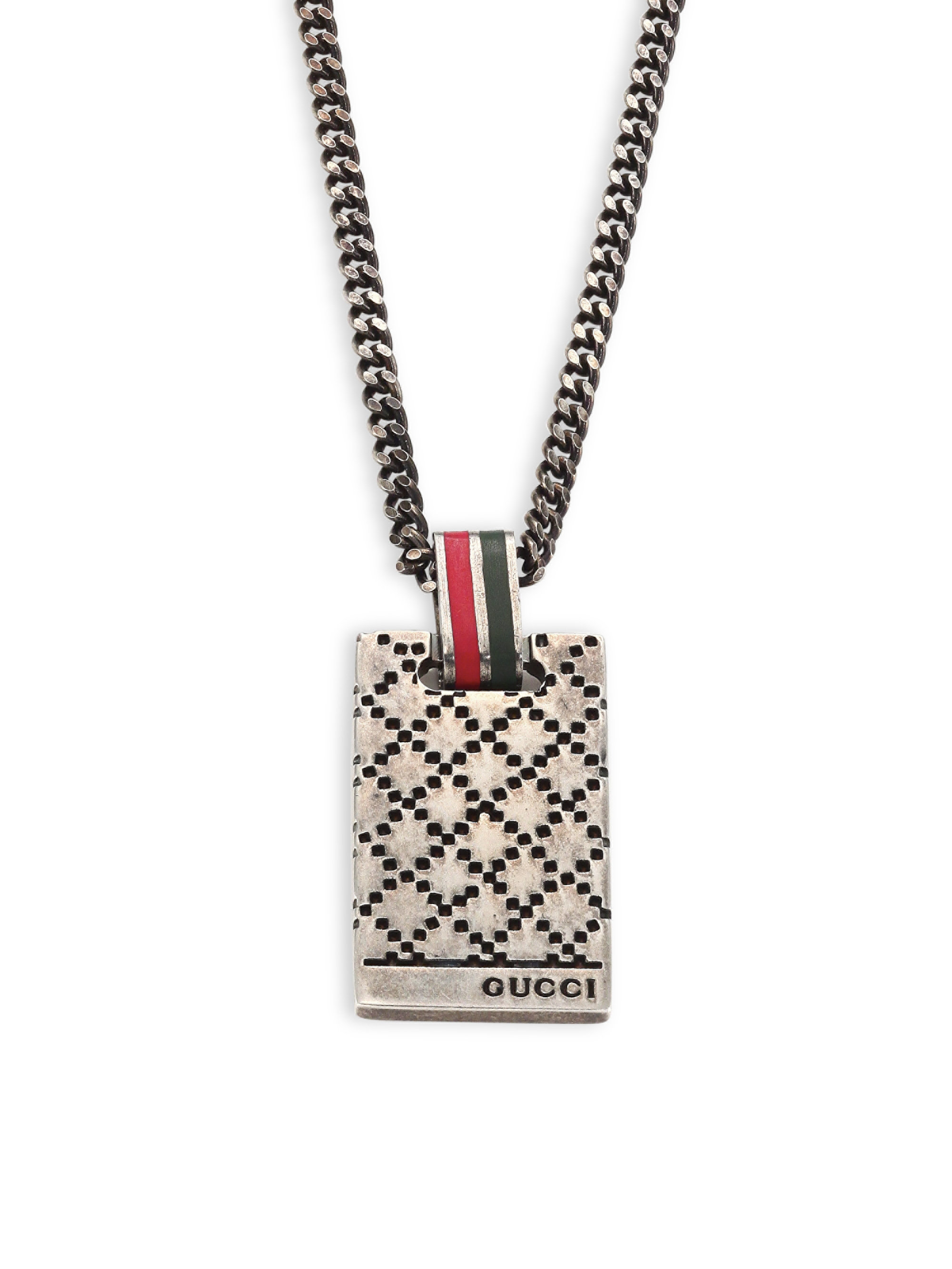 Lyst - Gucci Dtissima Silver Pendant Necklace in Metallic for Men