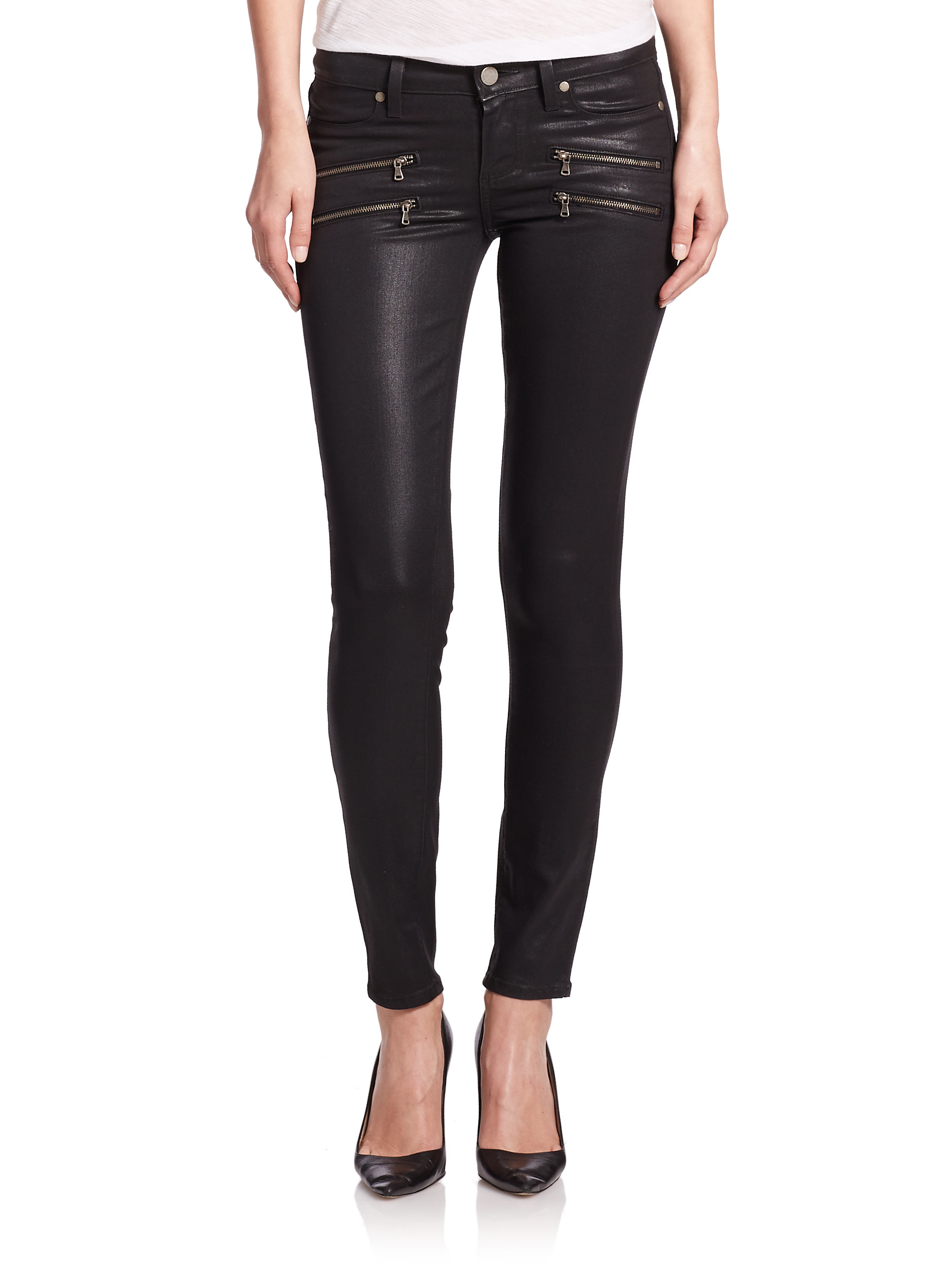 leather coated skinny jeans