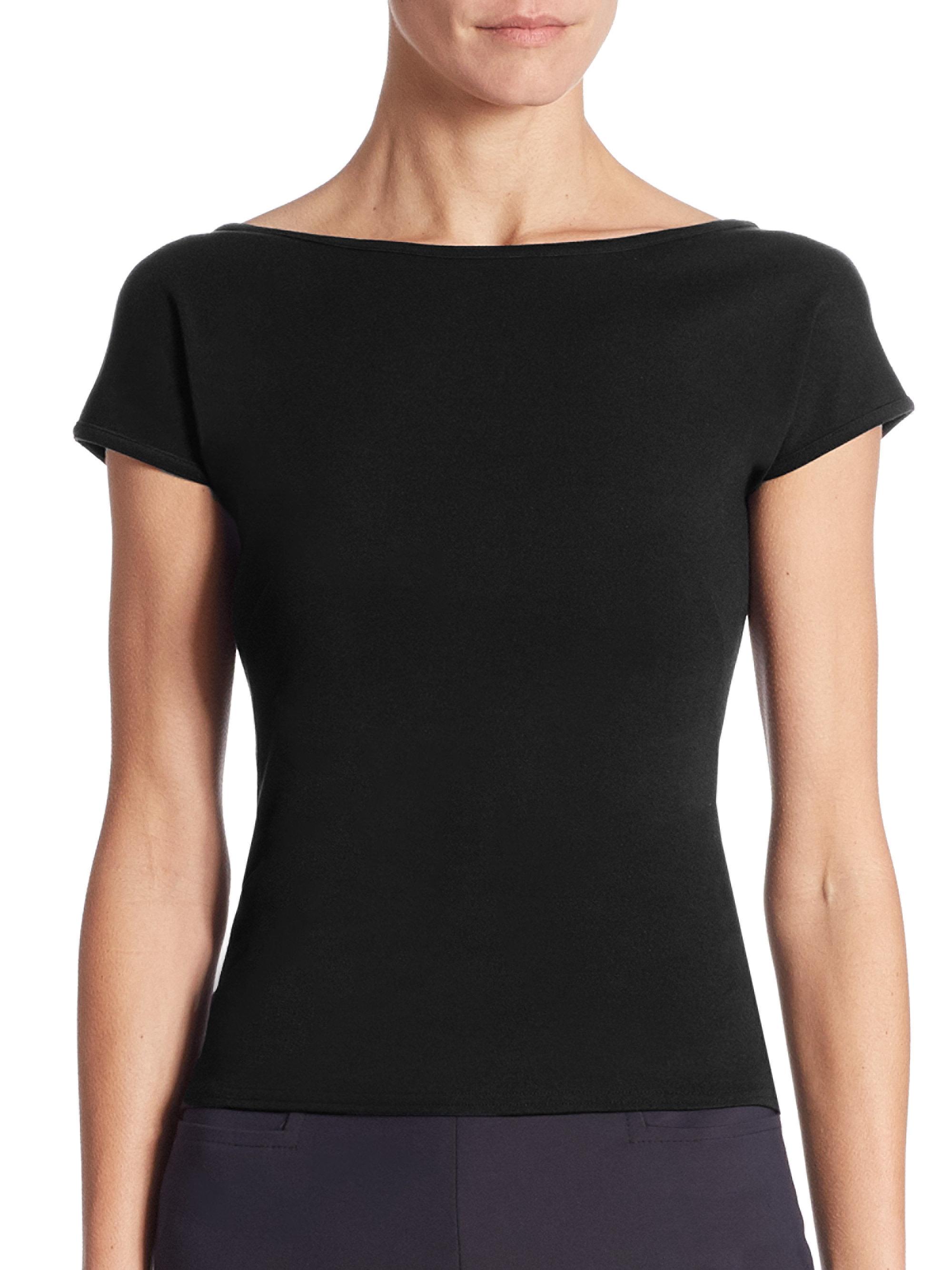 Akris punto Essentials Jersey Cap-sleeve Top in Black | Lyst