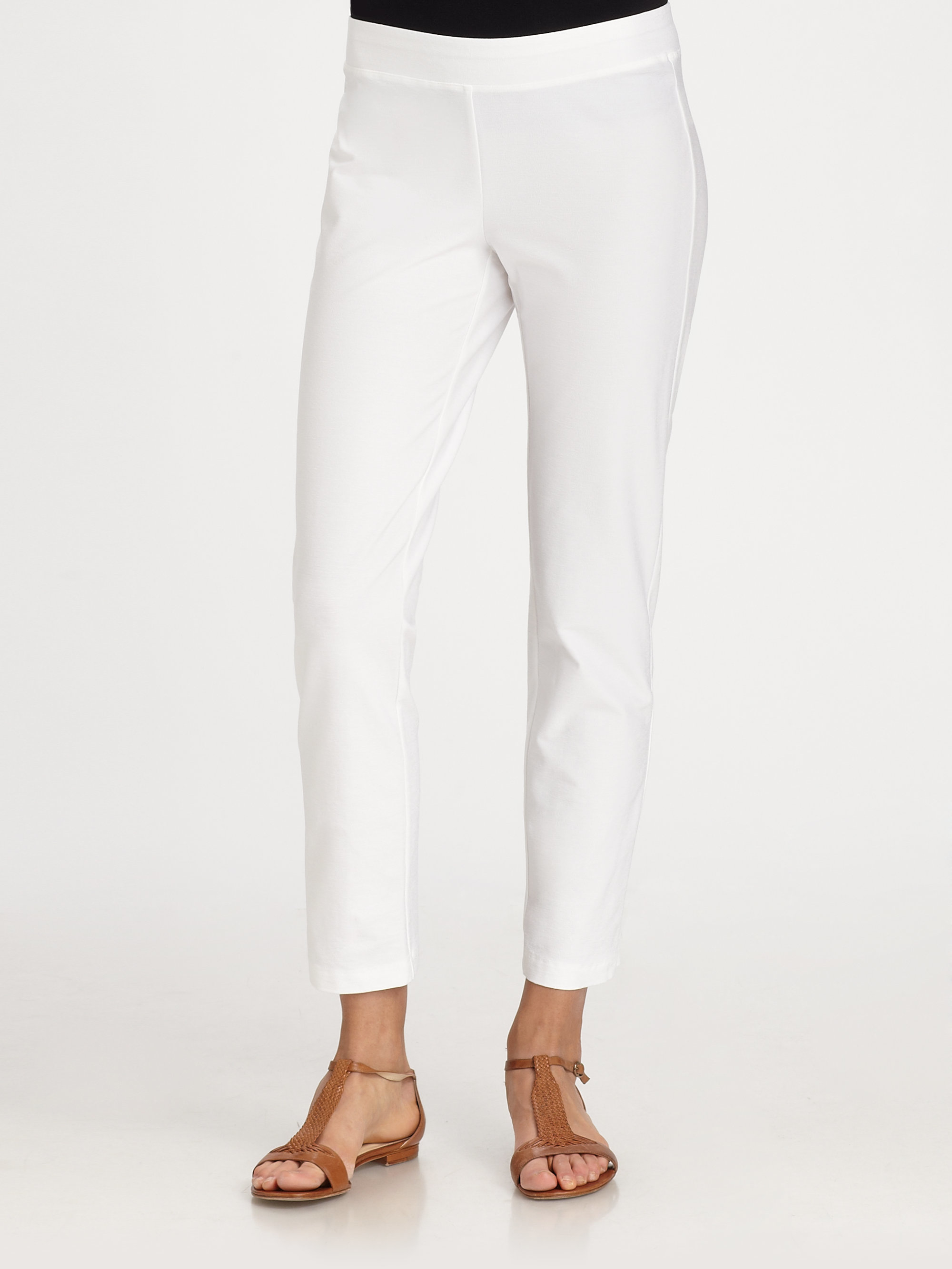 Eileen fisher System Cropped Straight-leg Pants in White | Lyst