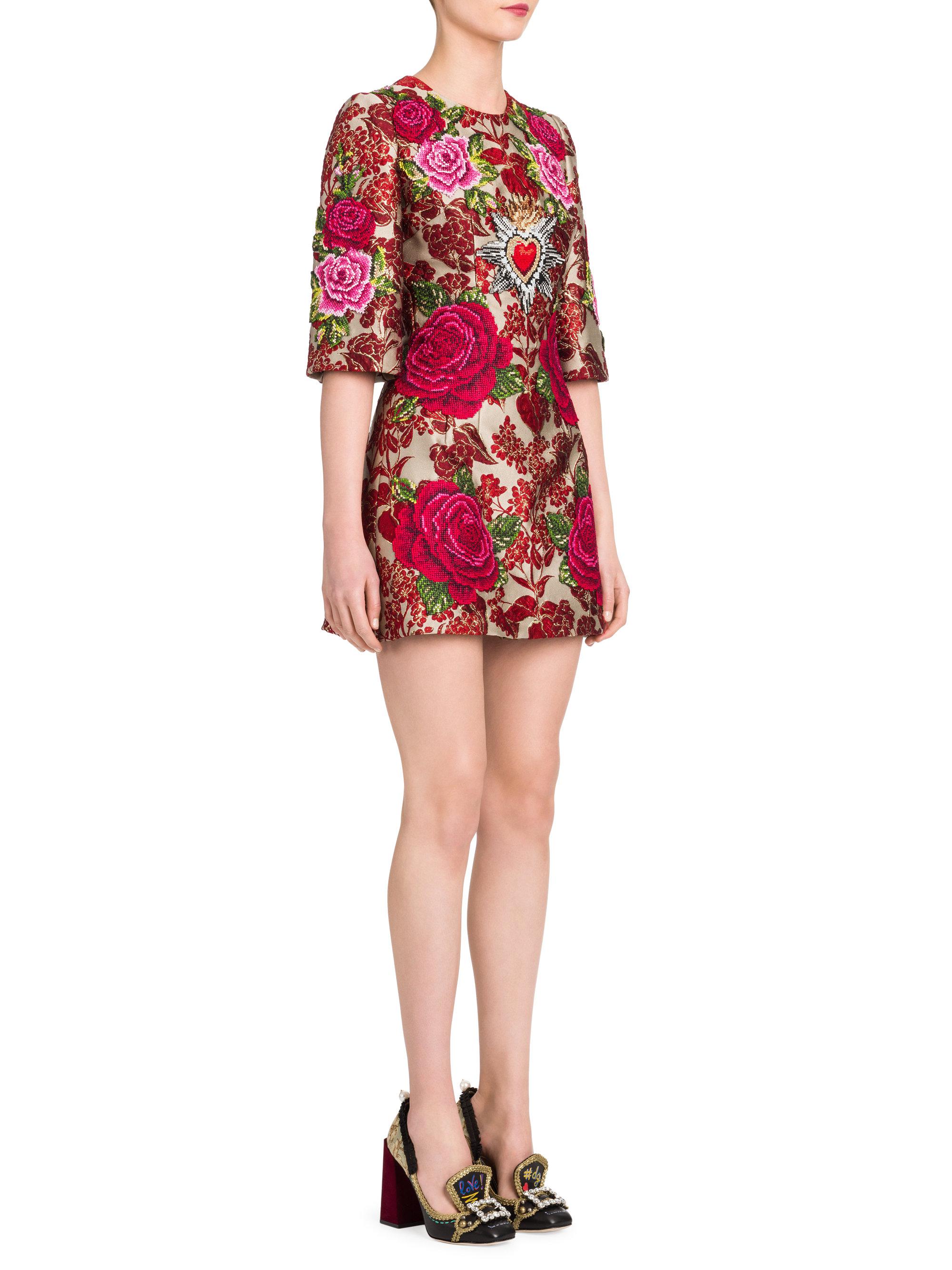 Lyst - Dolce & Gabbana Floral Jacquard Dress in Pink