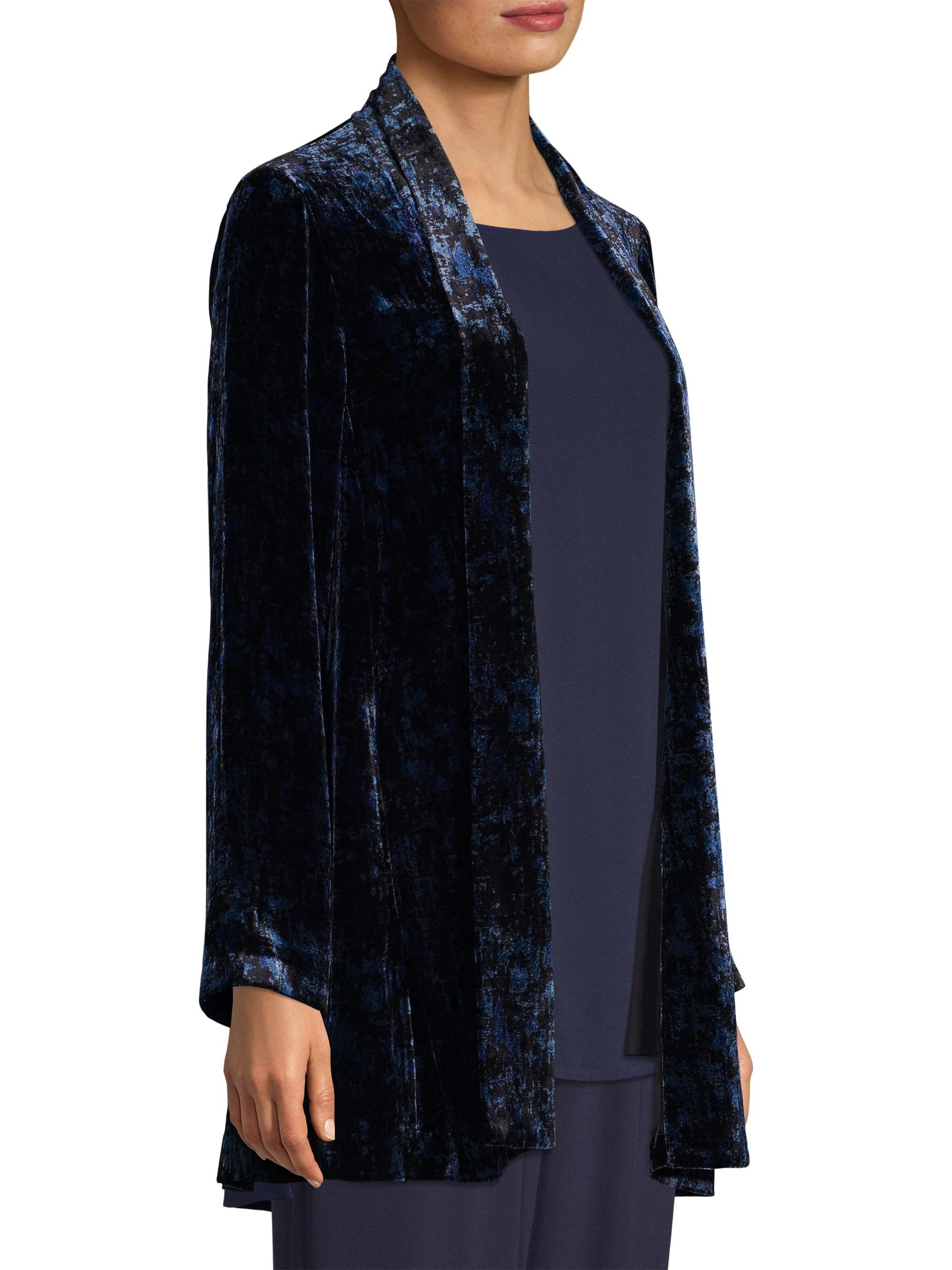 Lyst Eileen Fisher Velvet Shawl Collar Jacket in Blue
