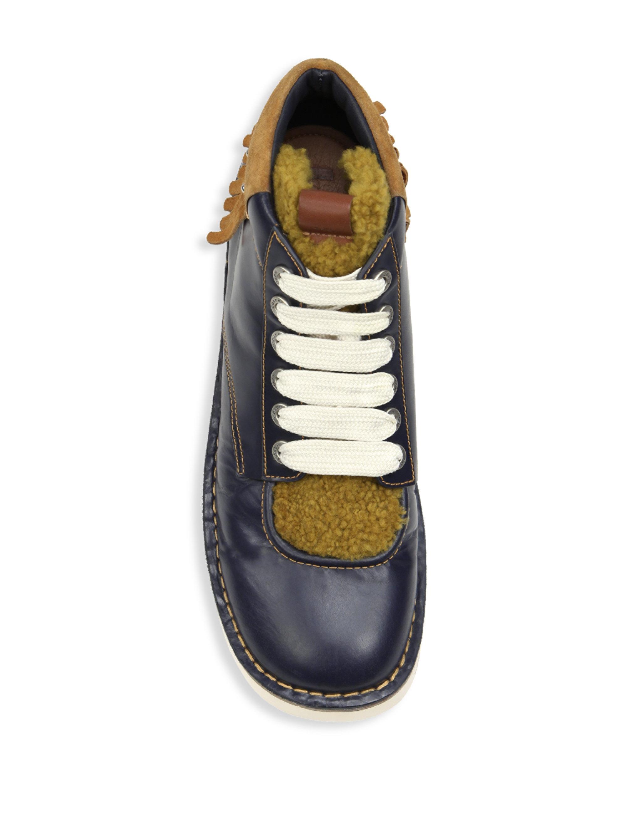 Lyst Coach 1941 Shearling Derby Boots in Blue for Men