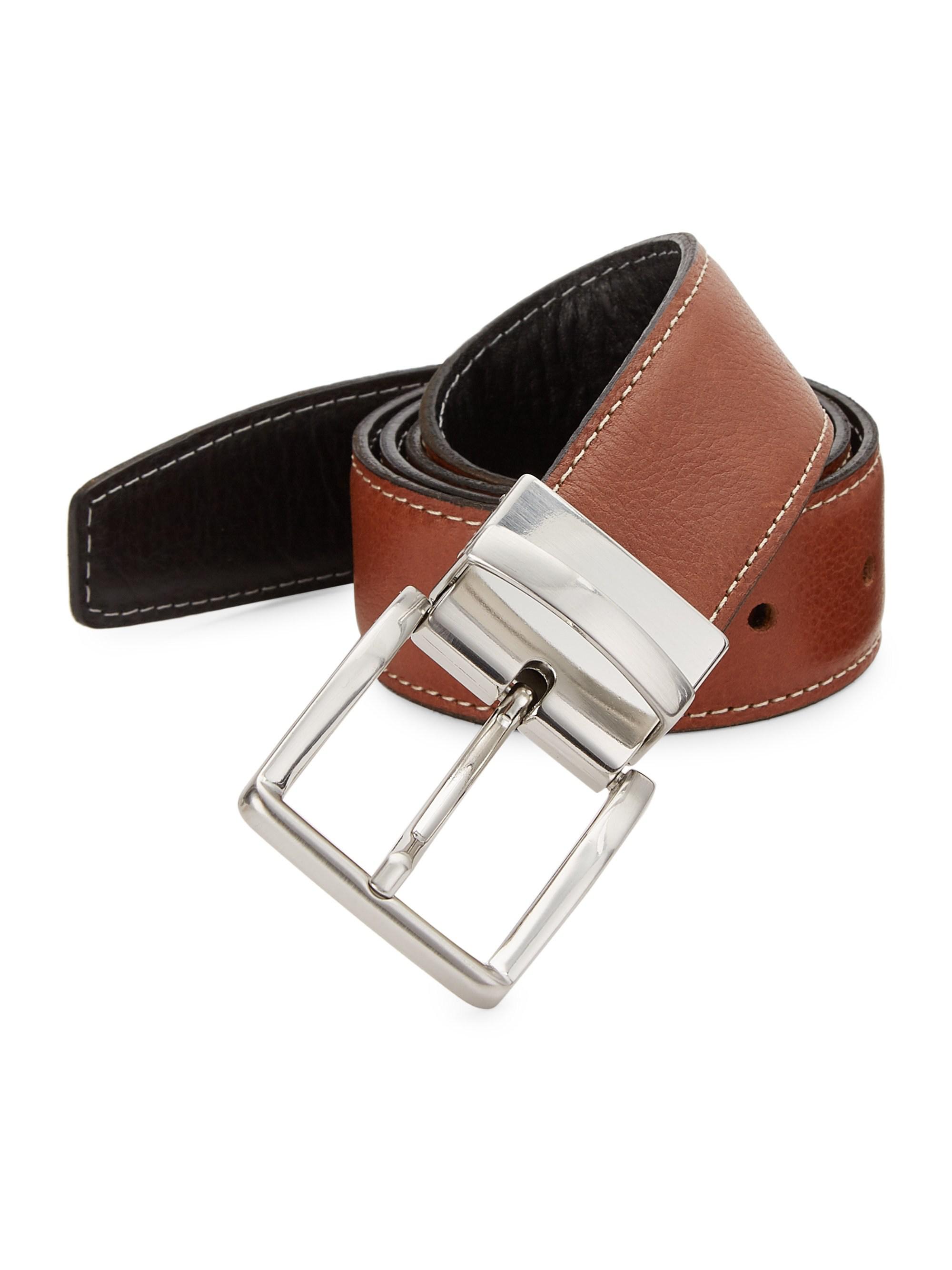 Lyst - Saks Fifth Avenue Collection Contrast Stitch Reversible Leather Belt in Brown for Men