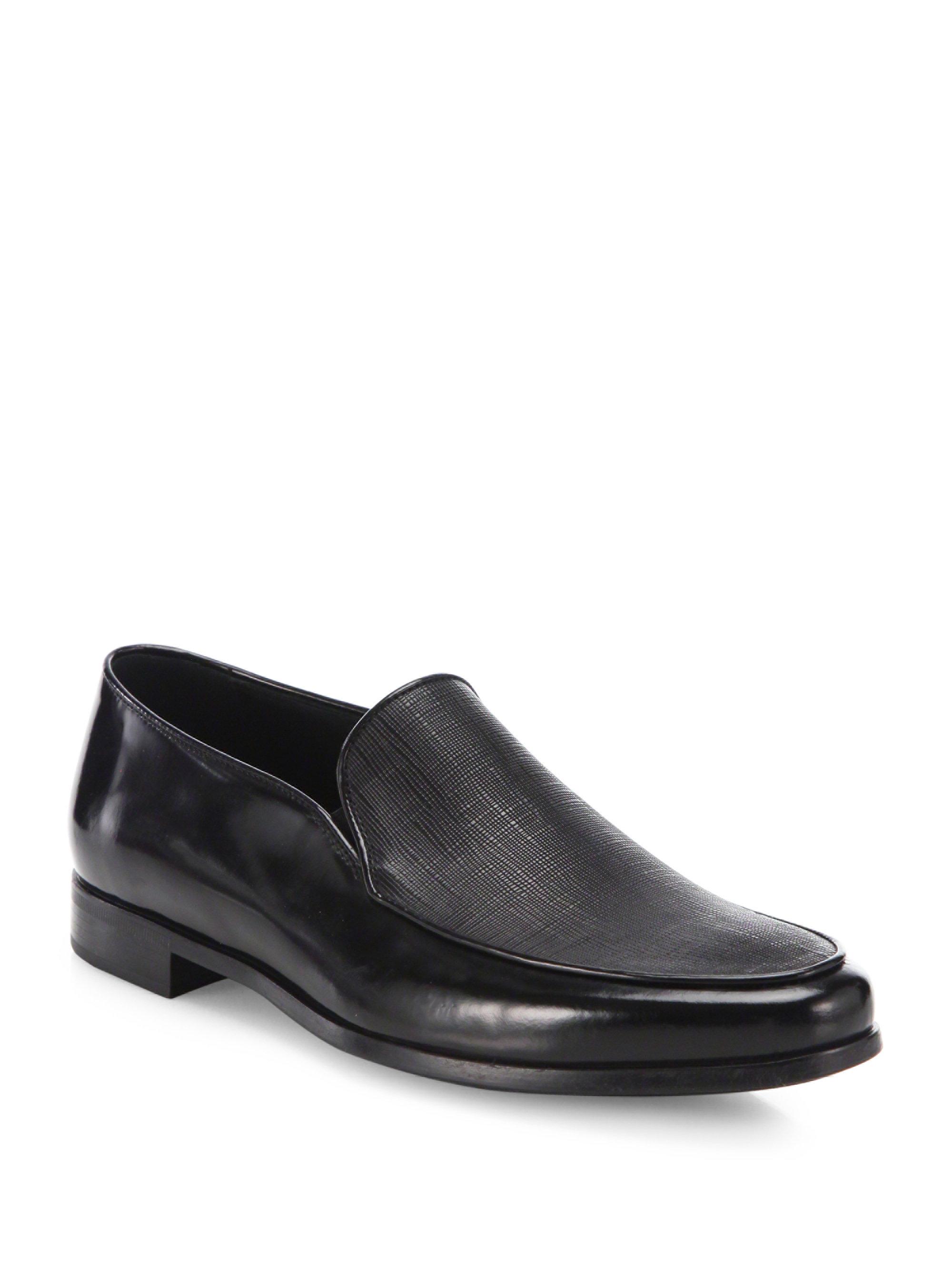 Armani Slipon Leather Shoes in Black for Men Lyst