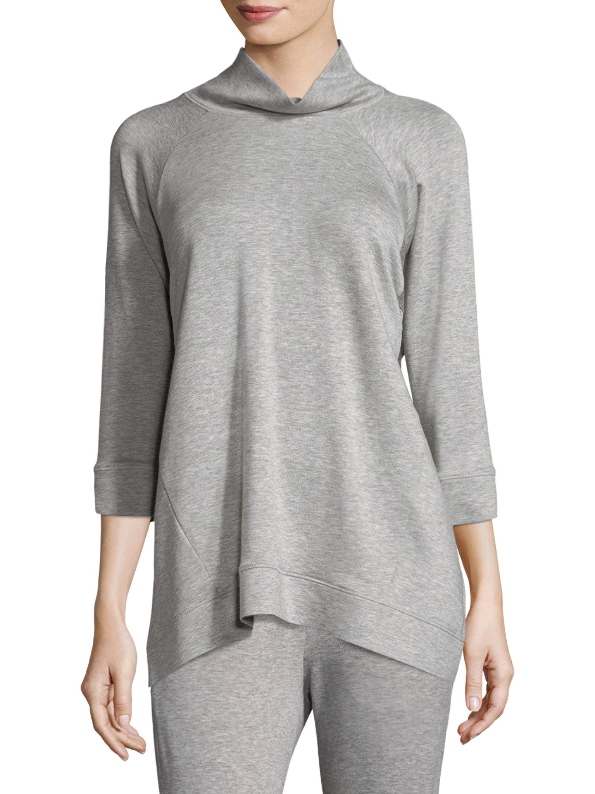 Eileen Fisher Heather Stretch Sweatshirt in Dark Pearl (Gray) - Lyst