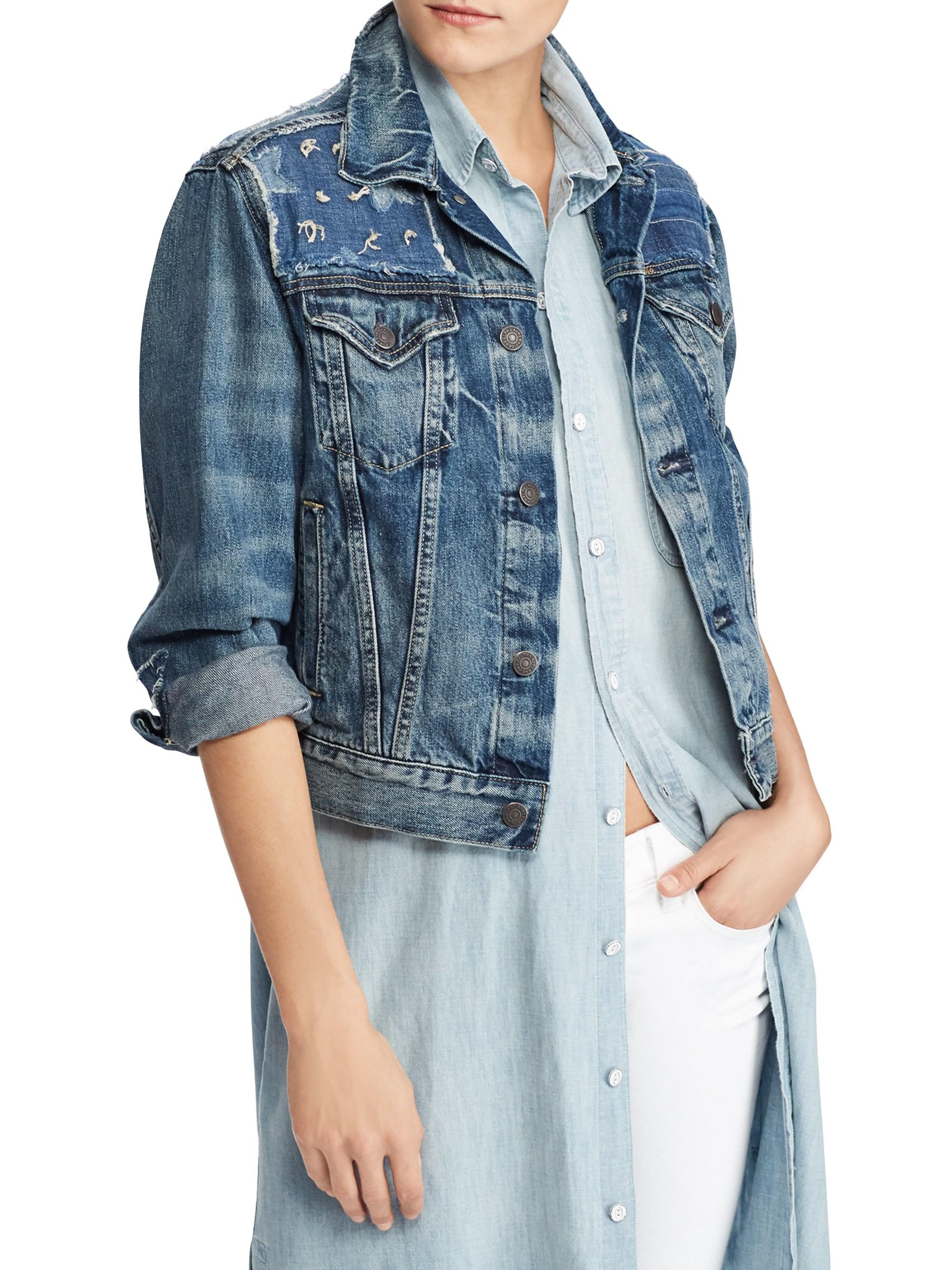 Polo Ralph Lauren. Women\u0027s Blue Trucker Cropped Denim Jacket