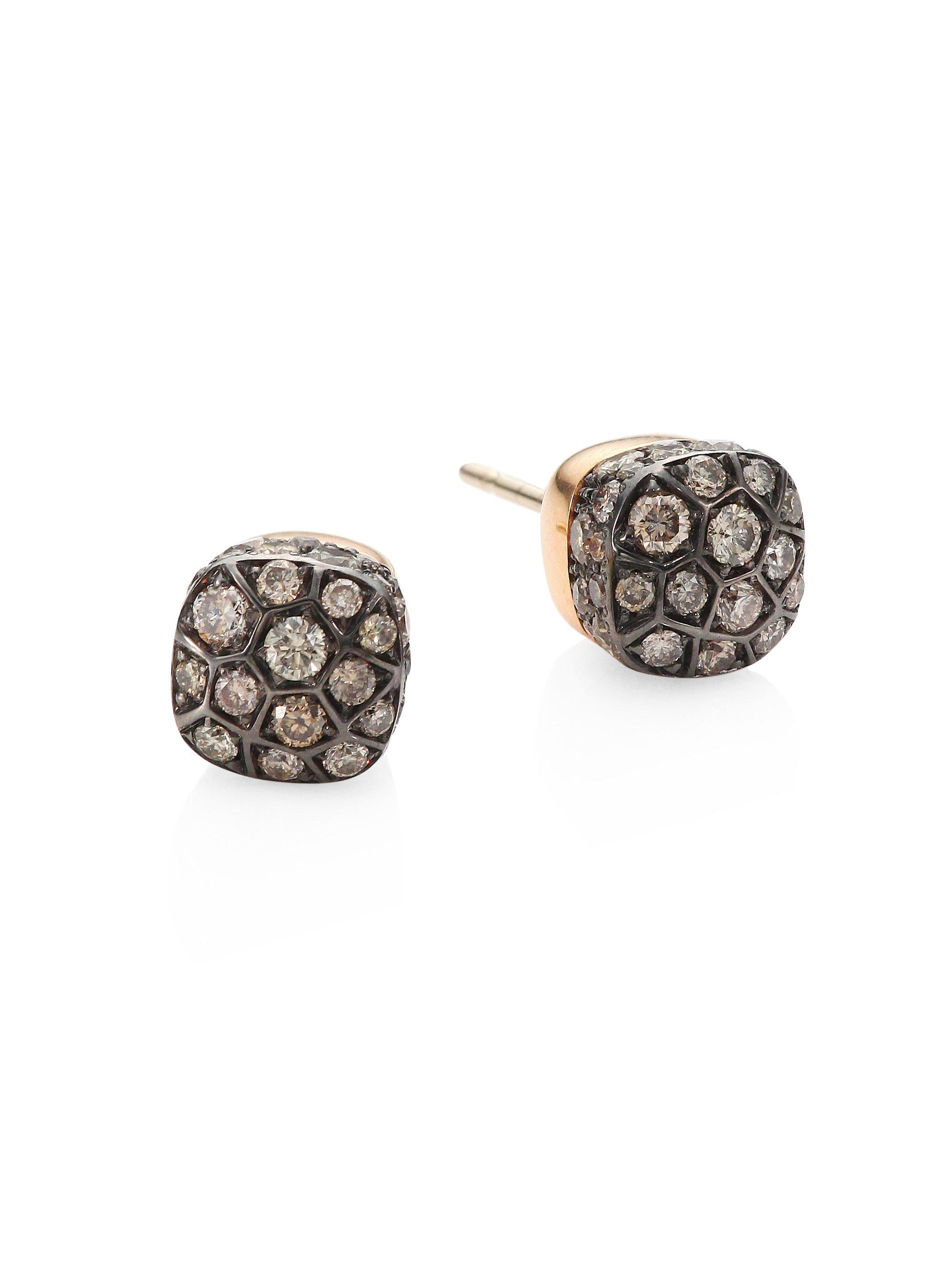 Lyst Pomellato Nudo Brown Diamond 18k Rose Gold Stud Earrings In Pomellato Women S Metallic Nudo Brown Diamond 18k Rose Gold Stud Earrings