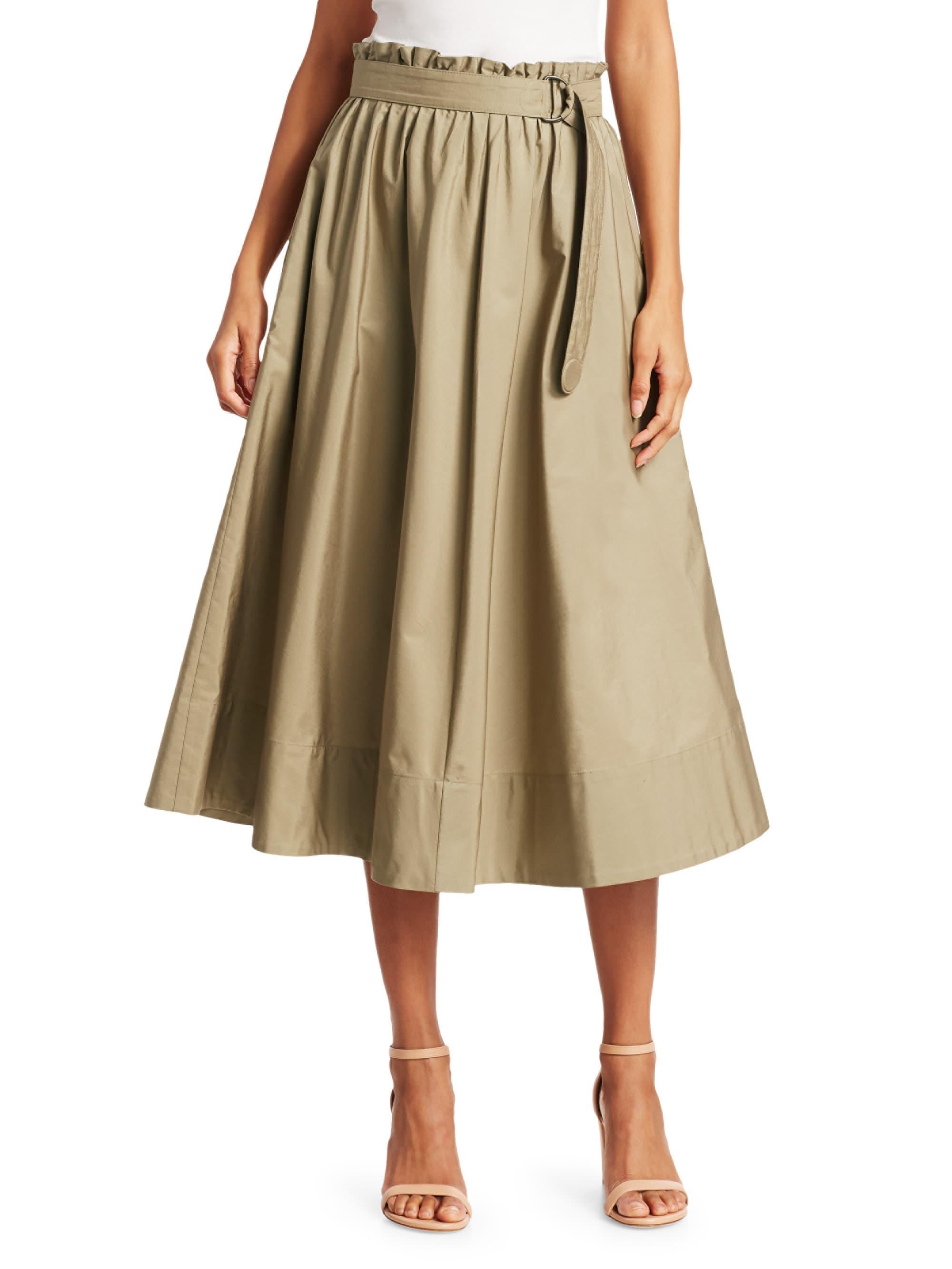 Akris Punto Belted Paperbag Midi Skirt in Natural - Lyst