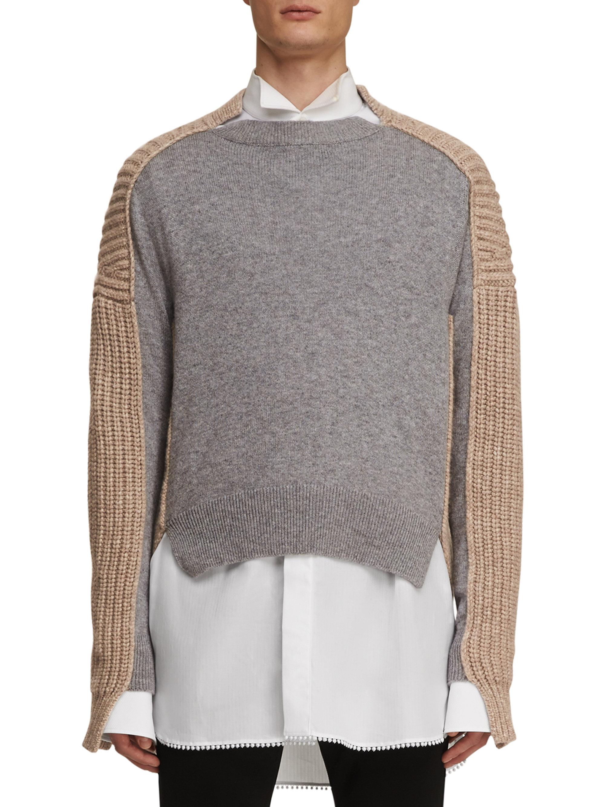 Lyst - Burberry Paneled Cashmere Fisherman Sweater in Gray for Men