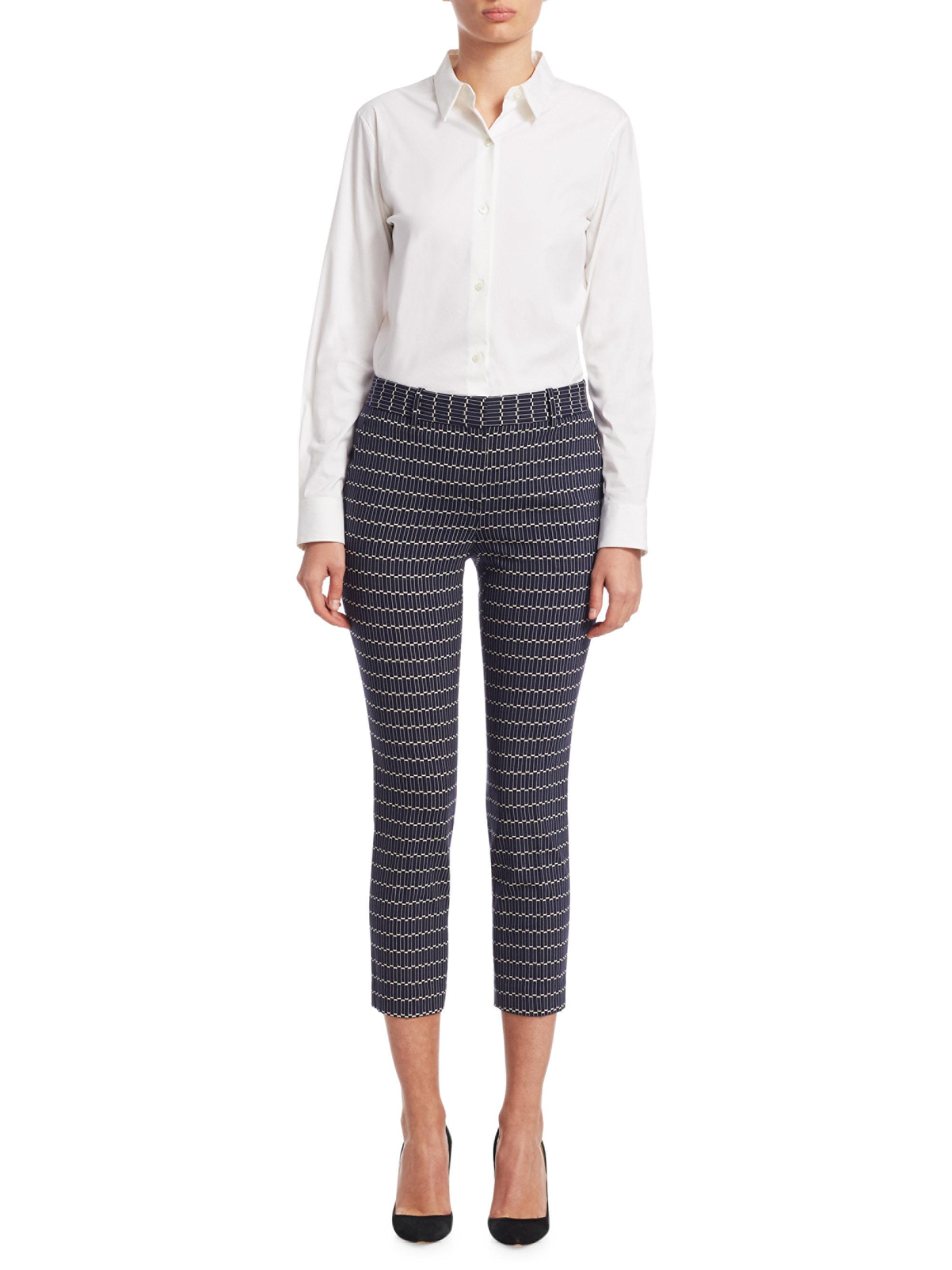 Lyst - Theory Geometric Print Skinny Pants in Blue