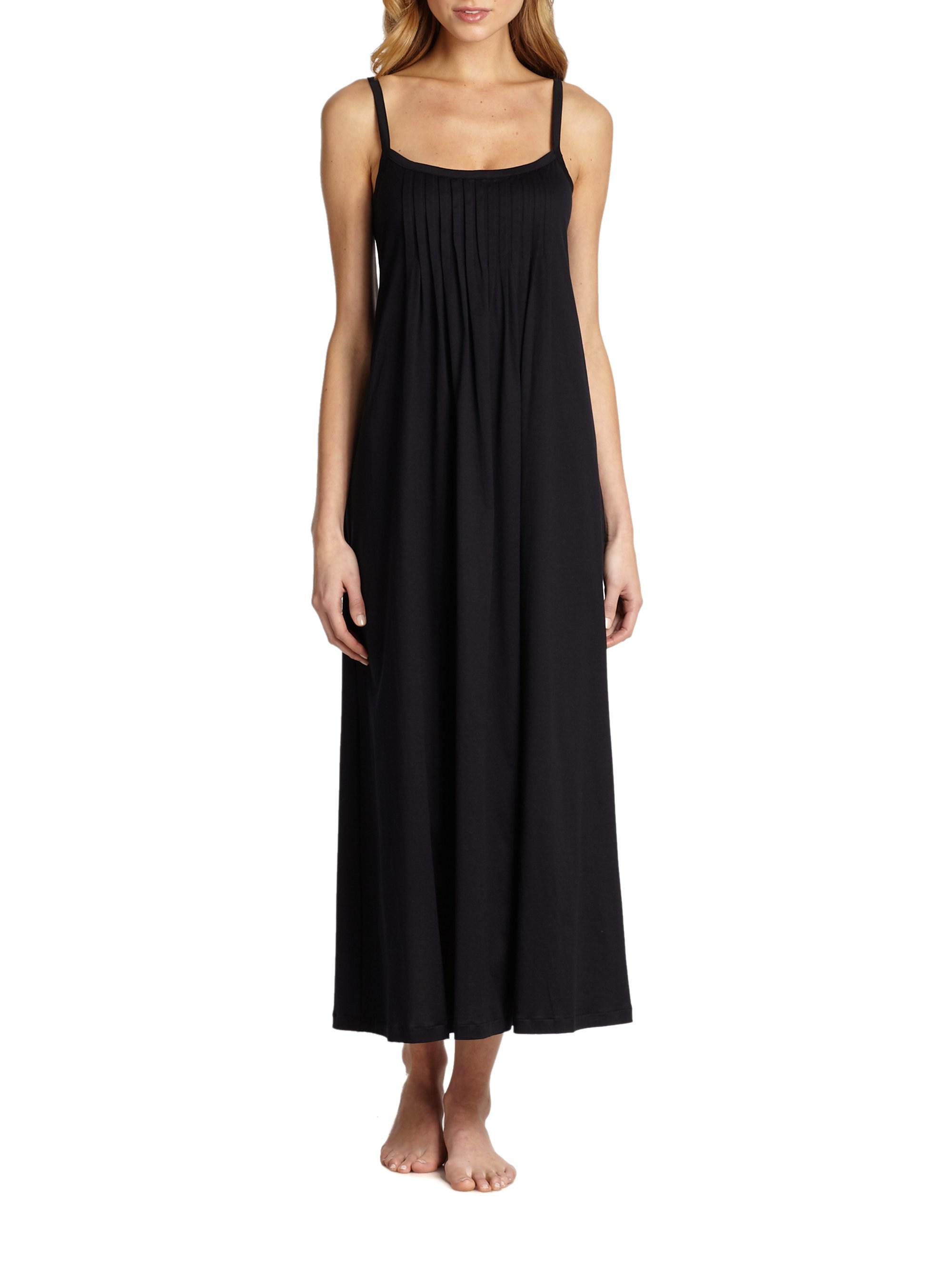 Hanro Cotton Juliet Long Chemise Gown in Black - Lyst