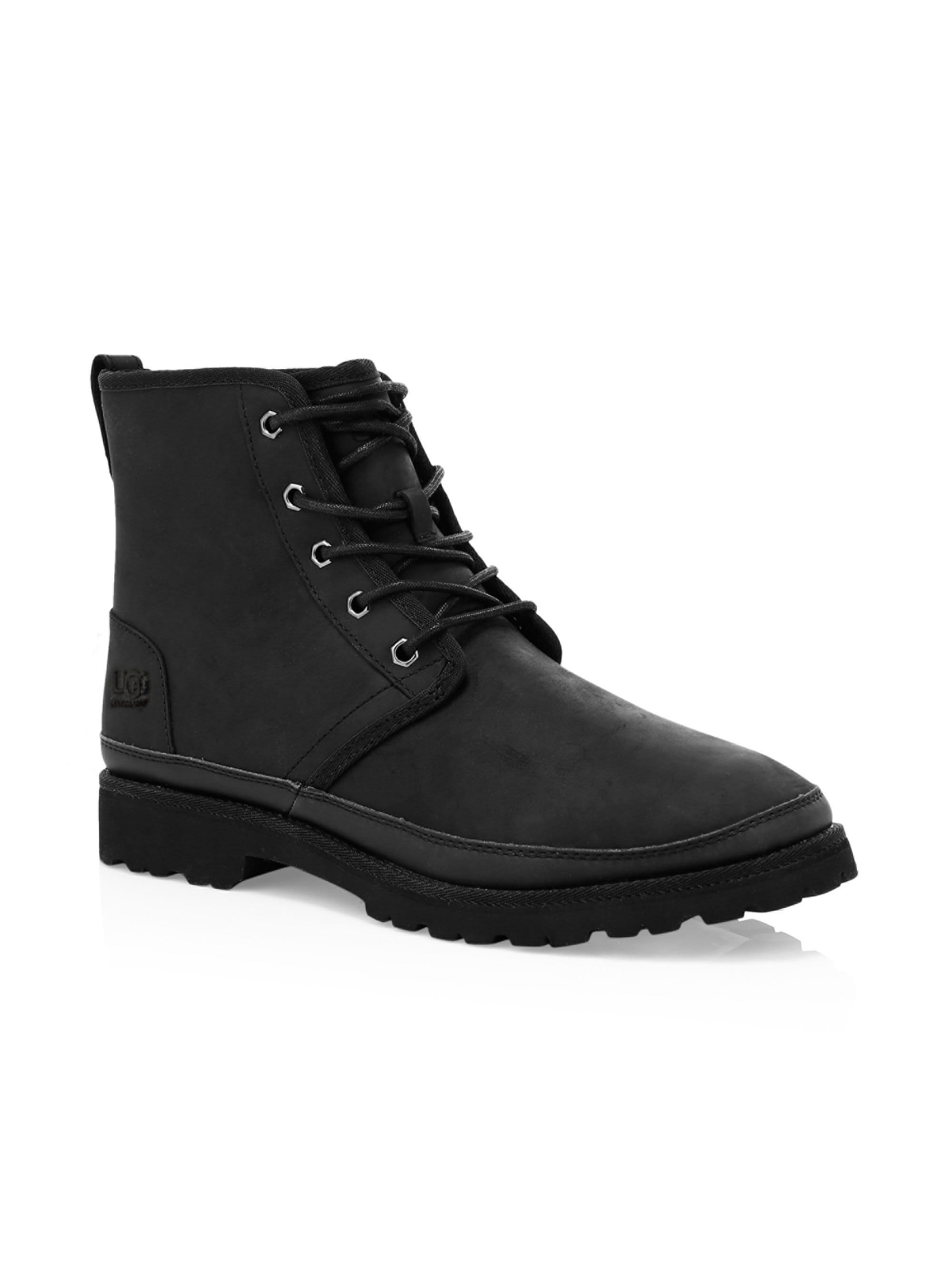 UGG Harkland Waterproof Leather Boots in Black for Men - Lyst