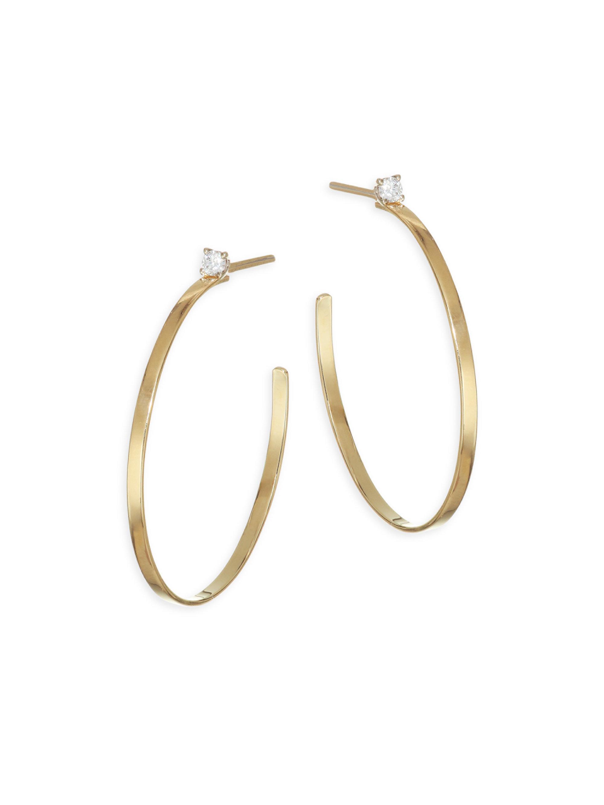 Lyst Lana Jewelry Sunrise Diamond Post Hoop Earrings In Metallic Lana Jewelry Women S Metallic Sunrise Diamond Post Hoop Earrings