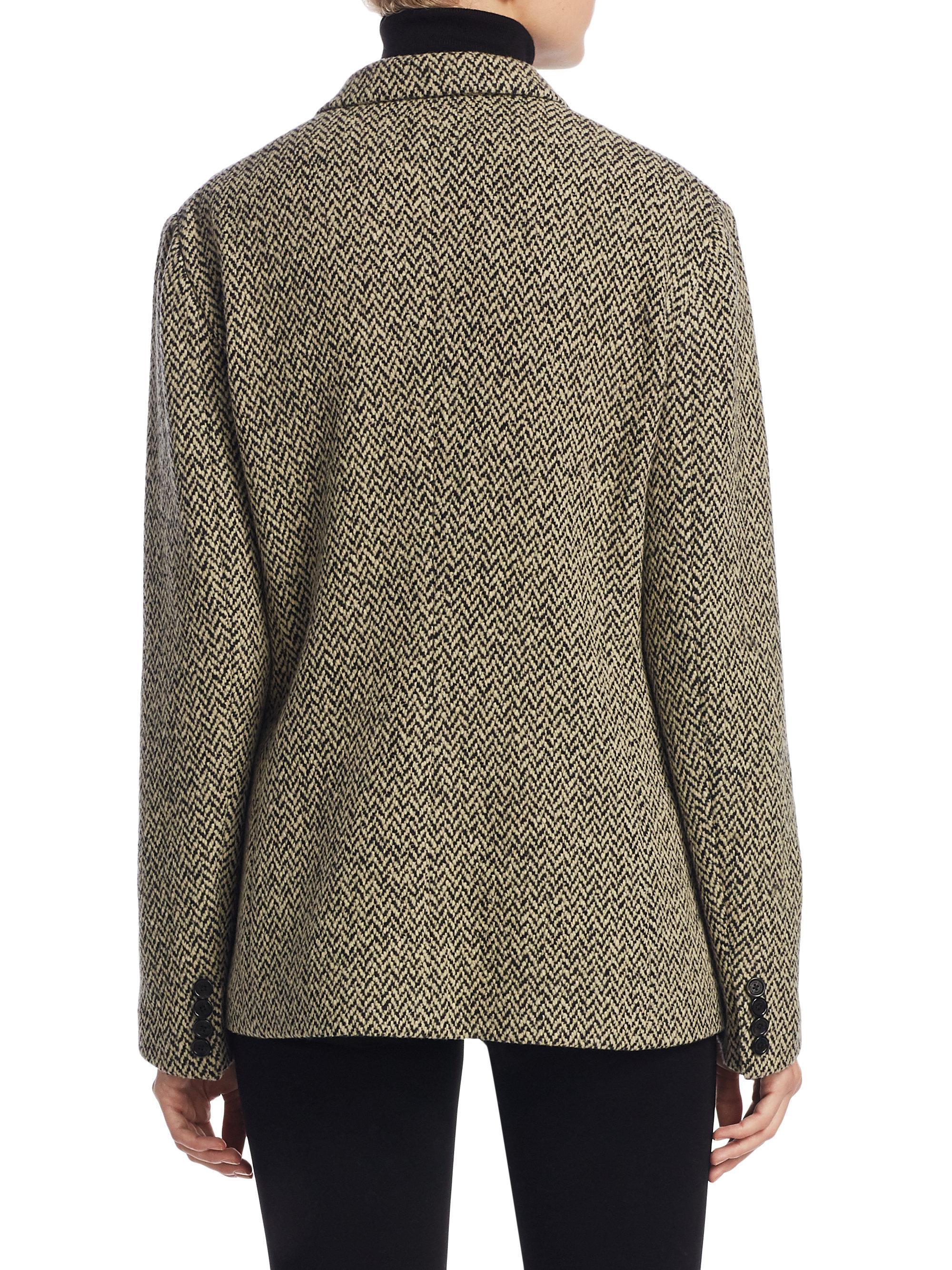 Lyst - Ralph Lauren Collection Adley Herringbone Tweed Sweater Jacket ...