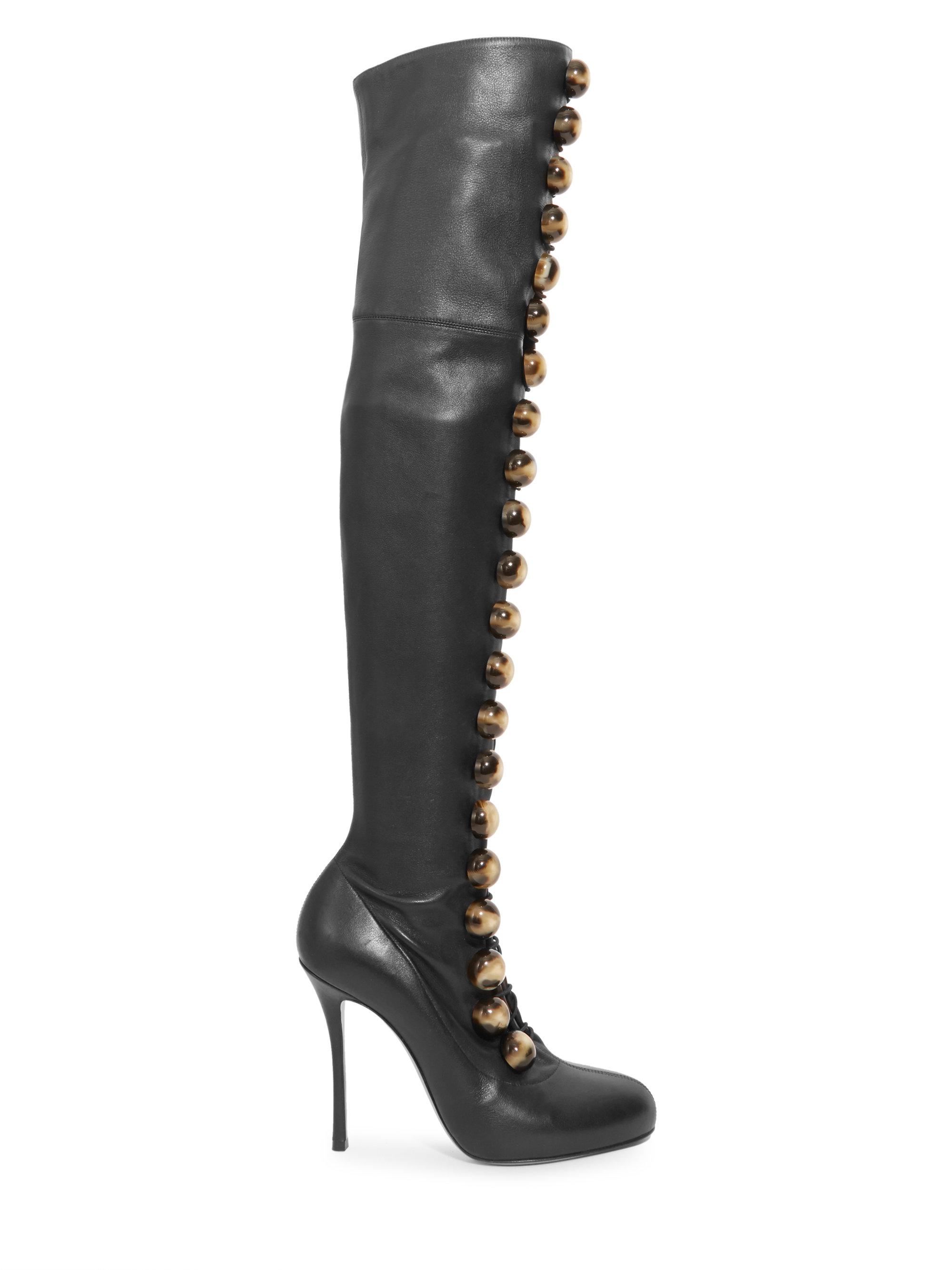 Christian Louboutin Fabiola 100 Leather Thigh High Boots In Black Lyst