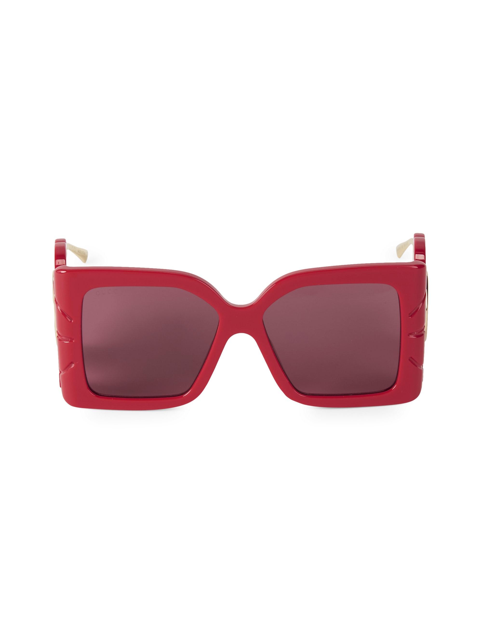 Gucci Women S Gg0535s 005 Square Wing Sunglasses Red In Red Lyst