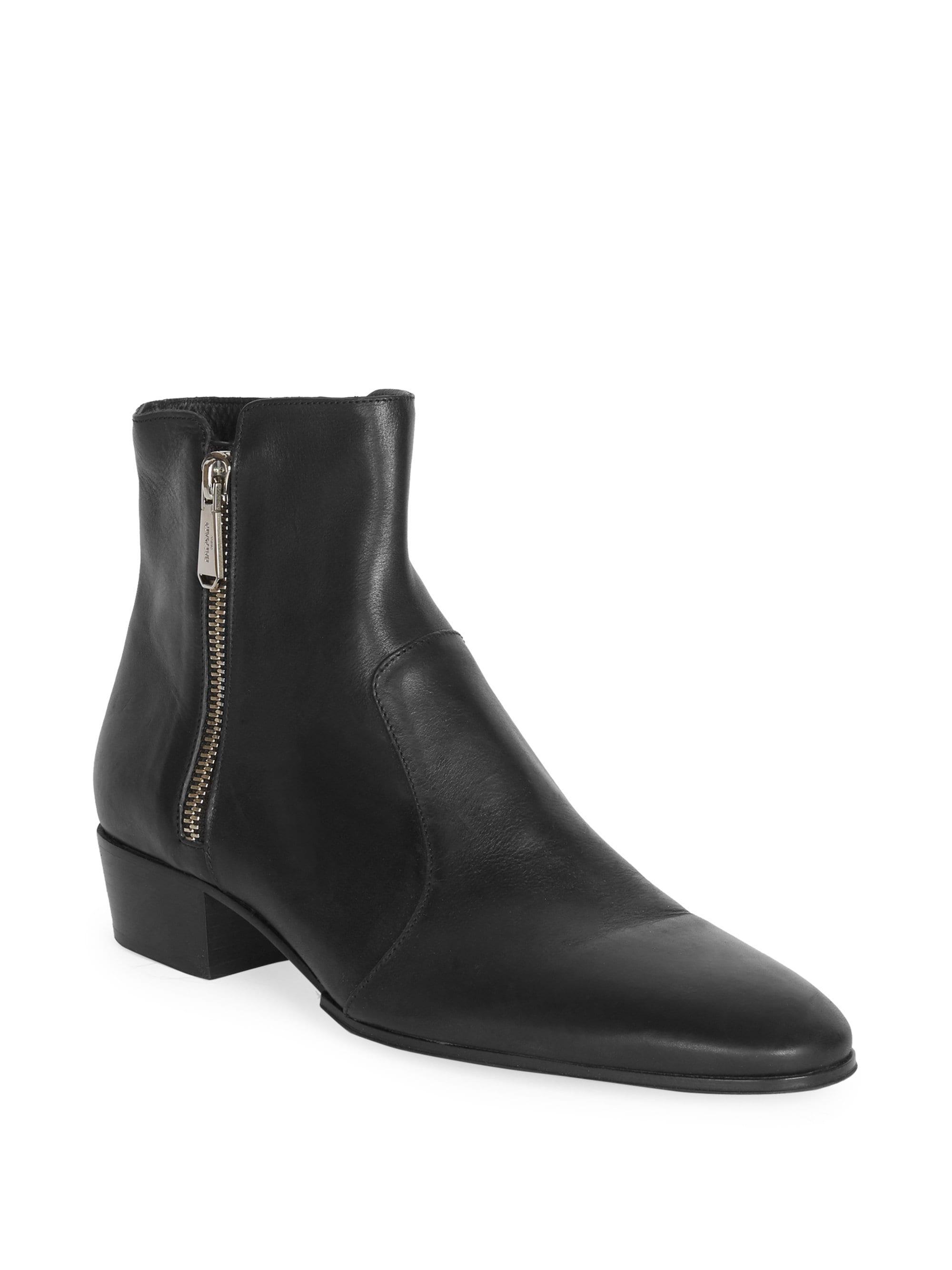 Balmain Mike Leather Boots in Black for Men - Lyst