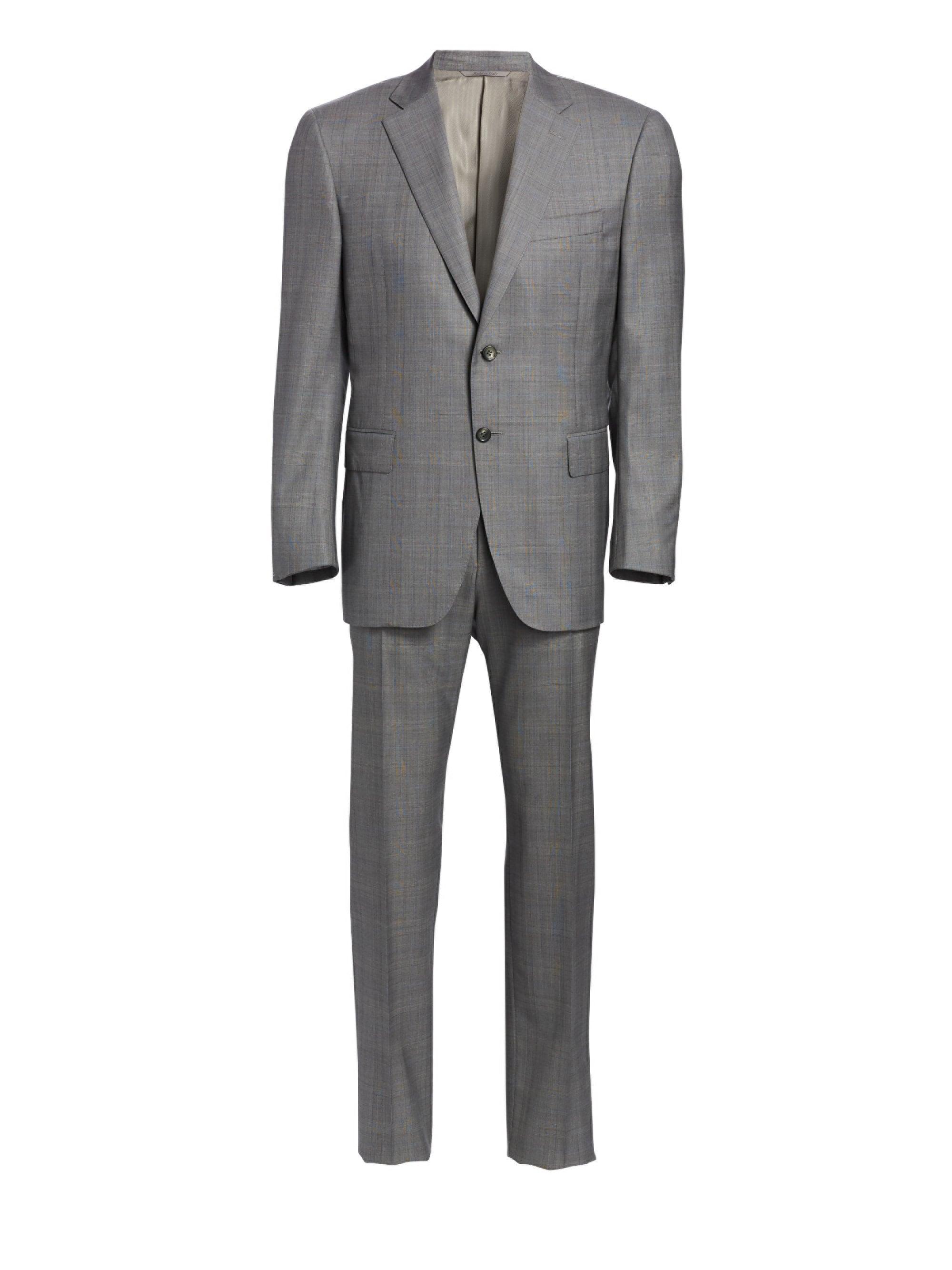 Canali Glen Plaid Wool Suit in Gray for Men - Lyst