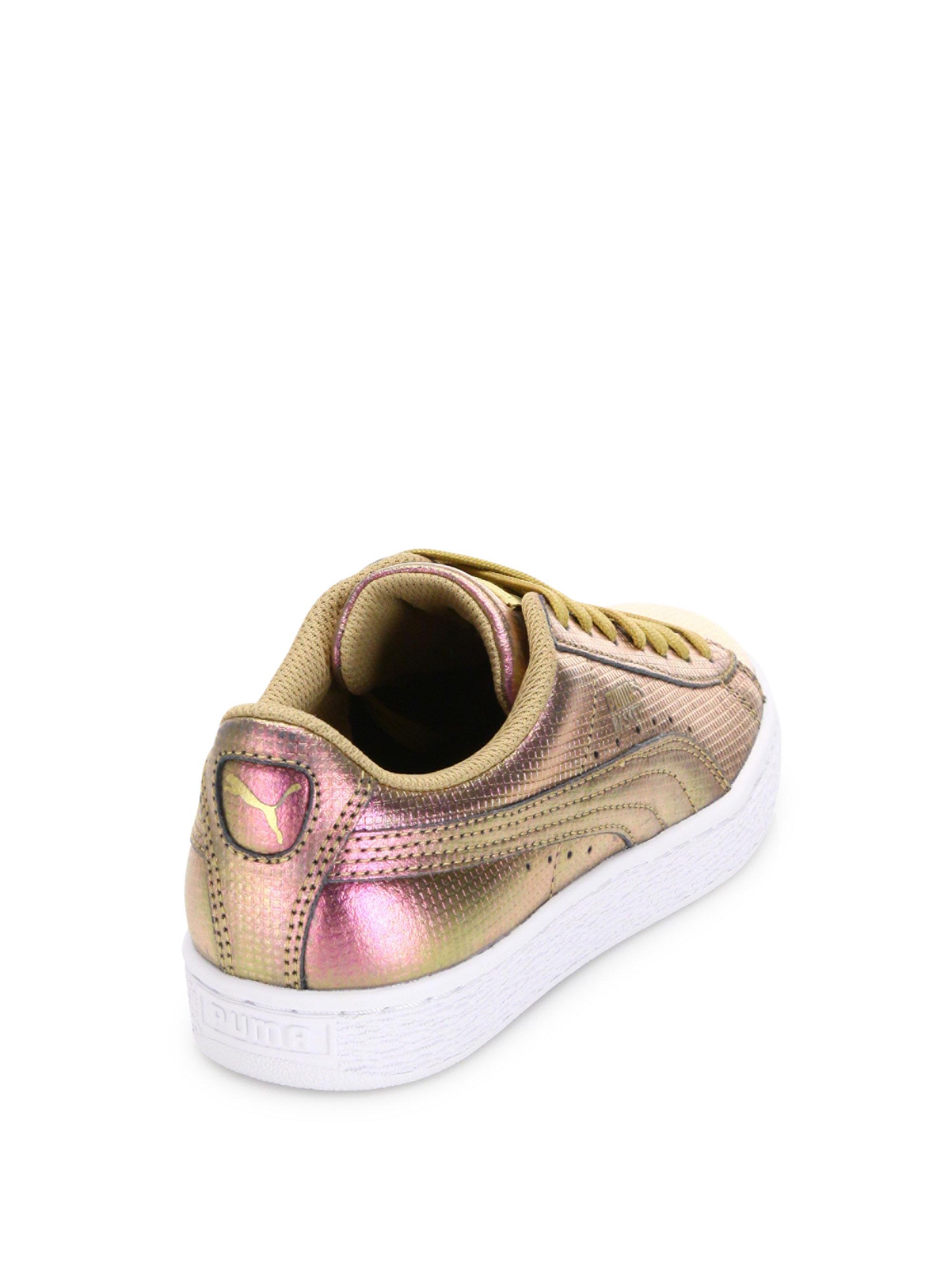 puma basket holographic leather sneakers puma basket holographic leather sneakers