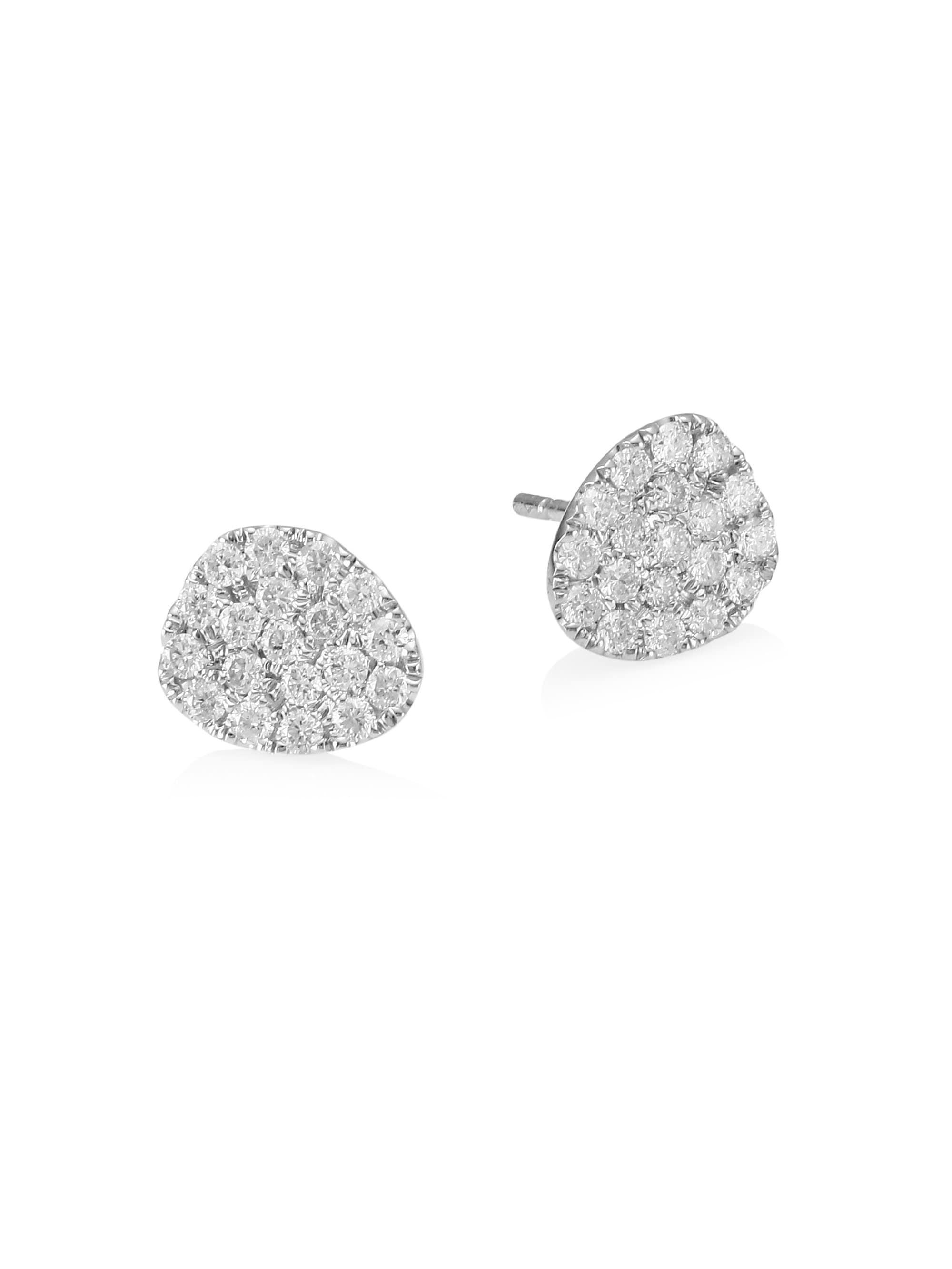 Lyst Meira T 14k White Gold Pavé Diamond Stud Earrings In Meira T Women S 14k White Gold Pavé Diamond Stud Earrings