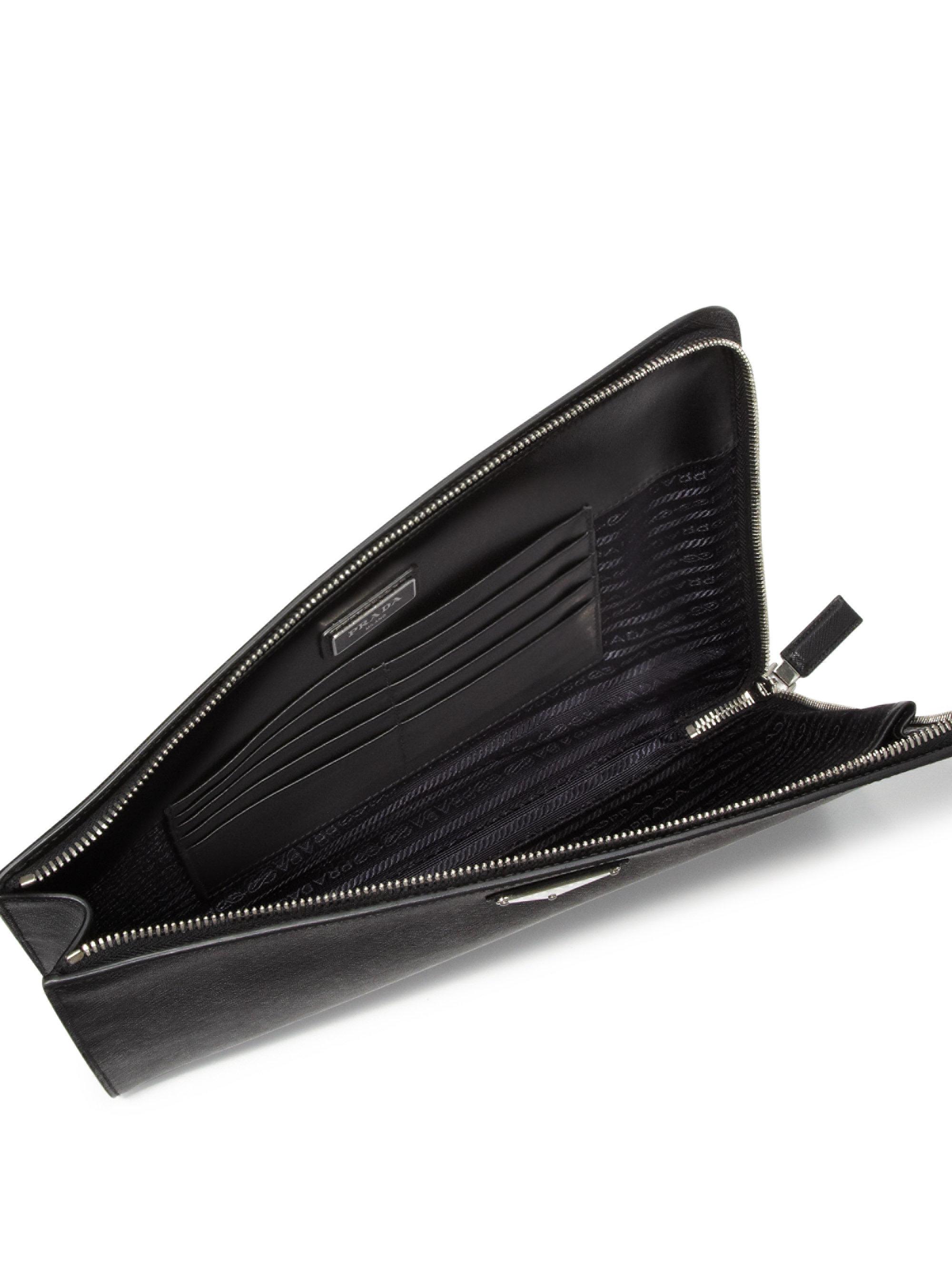 Lyst Prada Leather Document Holder in Black for Men