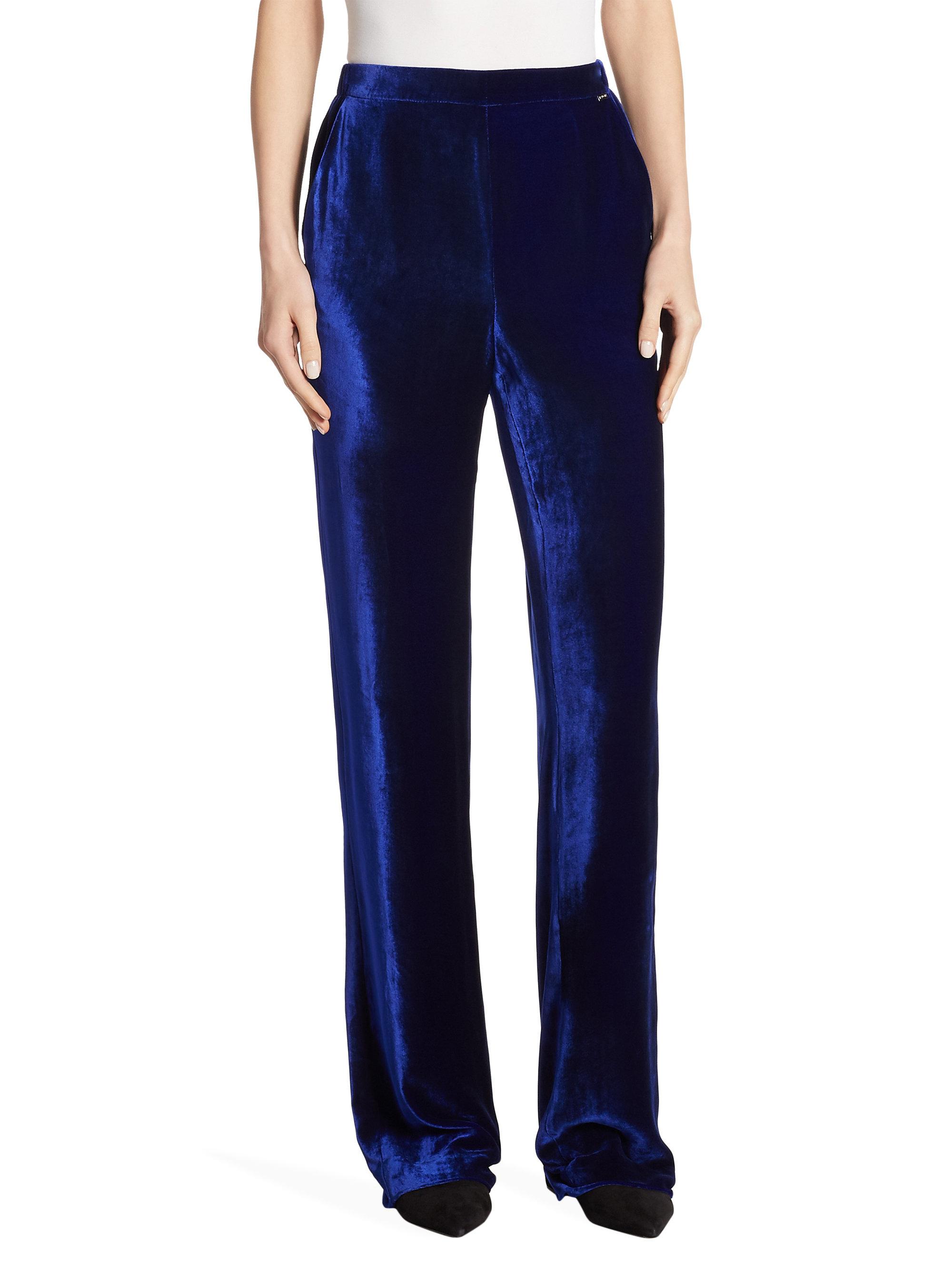 Lyst - St. John Silk Velvet Pants in Blue