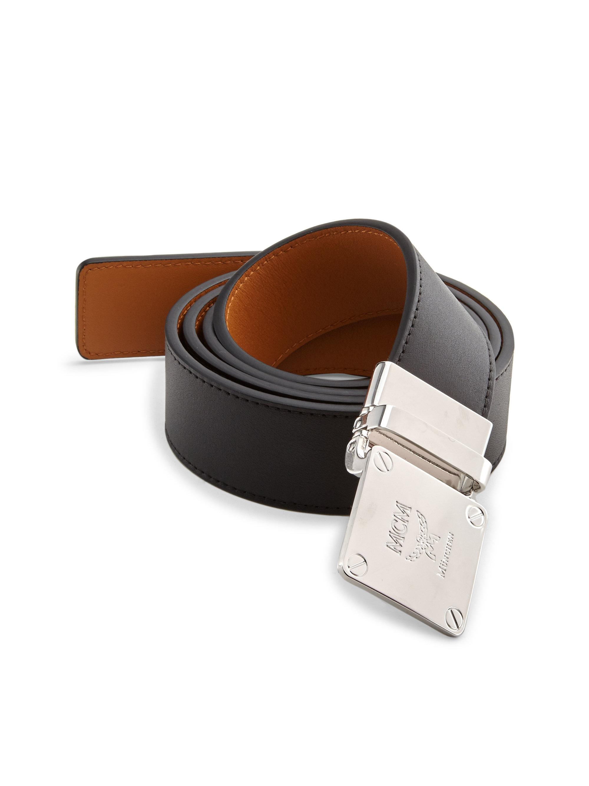 MCM Adjustable Buckle Leather Belt in Black for Men - Lyst
