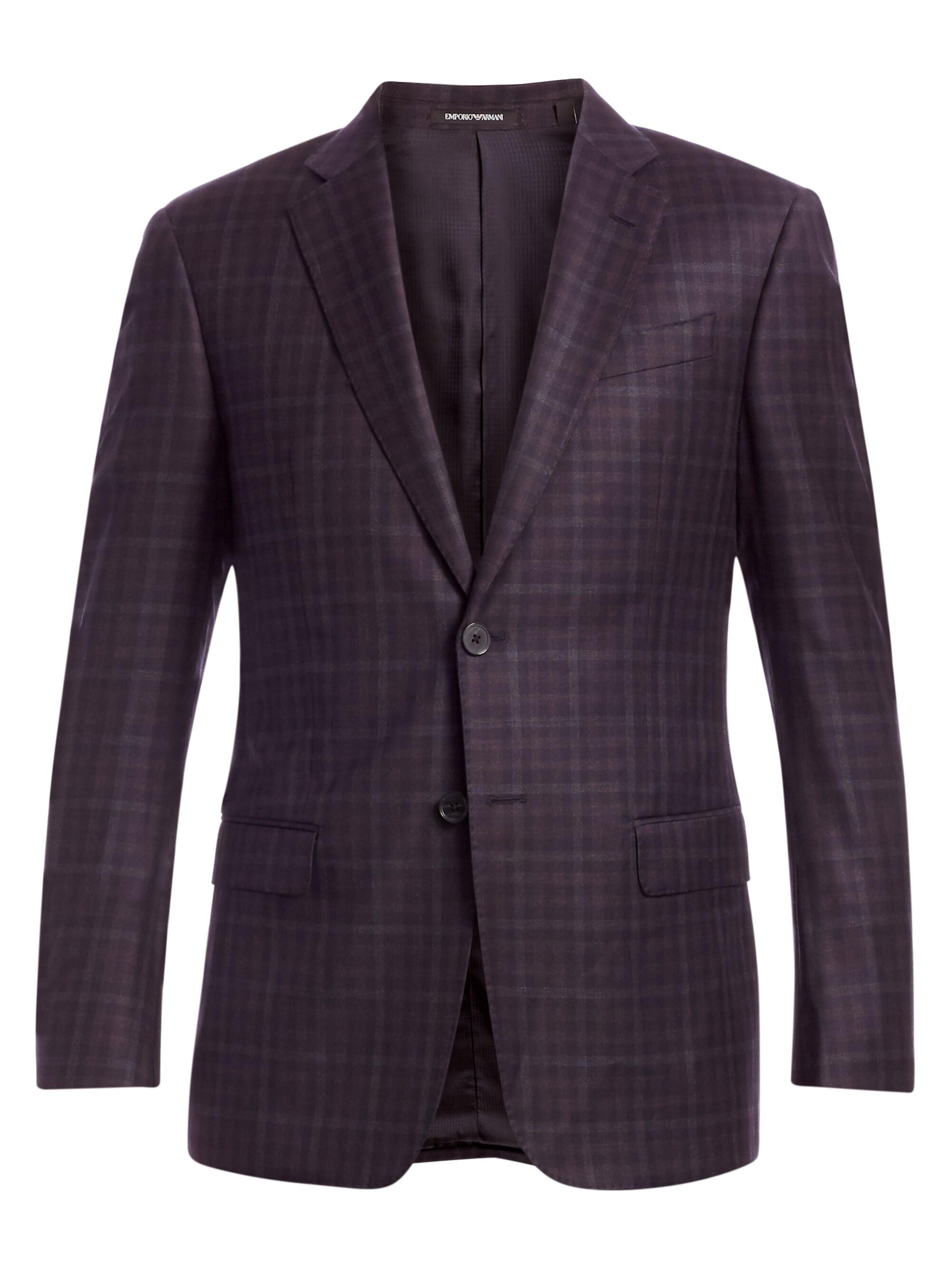 Emporio Armani Virgin Wool Check Blazer In Purple For Men - Lyst