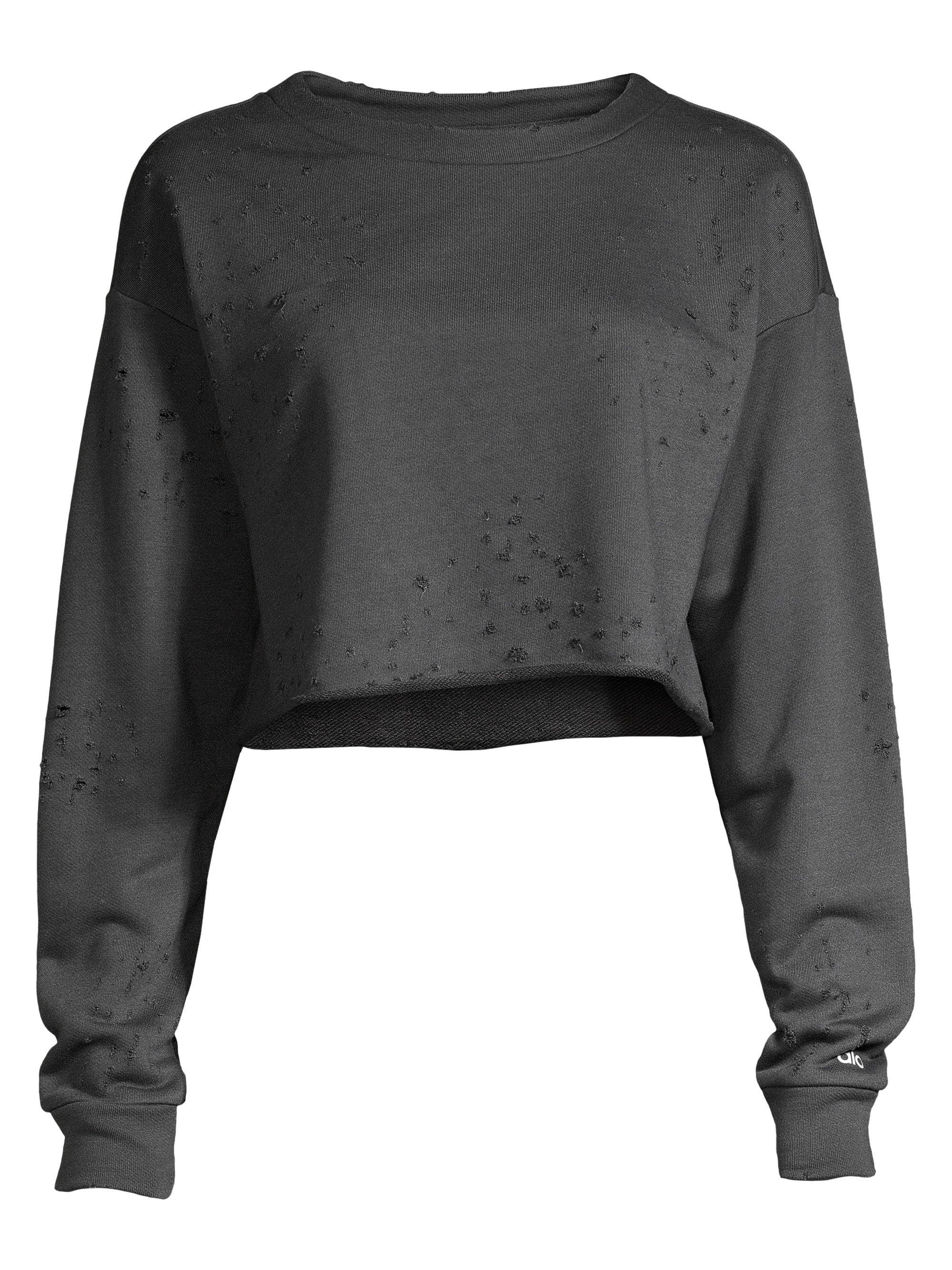 Lyst - Alo Yoga Women's Fierce Distressed Cropped Sweatshirt ...