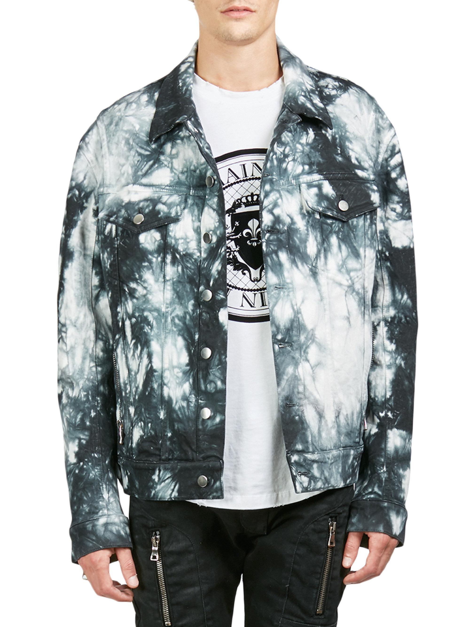 Lyst Balmain Tie Dye Denim Jacket For Men Balmain Men S Tie Dye Denim Jacket