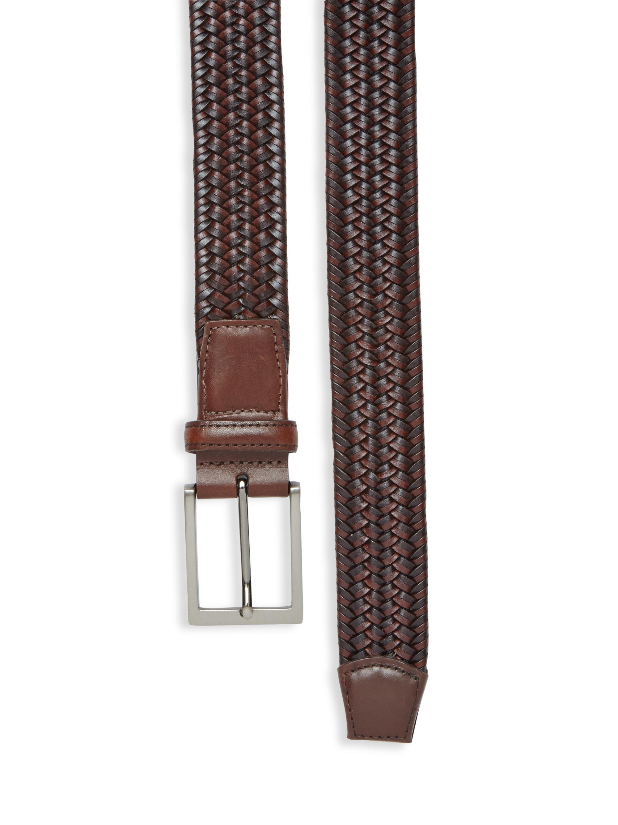 Lyst - Saks Fifth Avenue Braided Leather Blend Belt in Brown for Men
