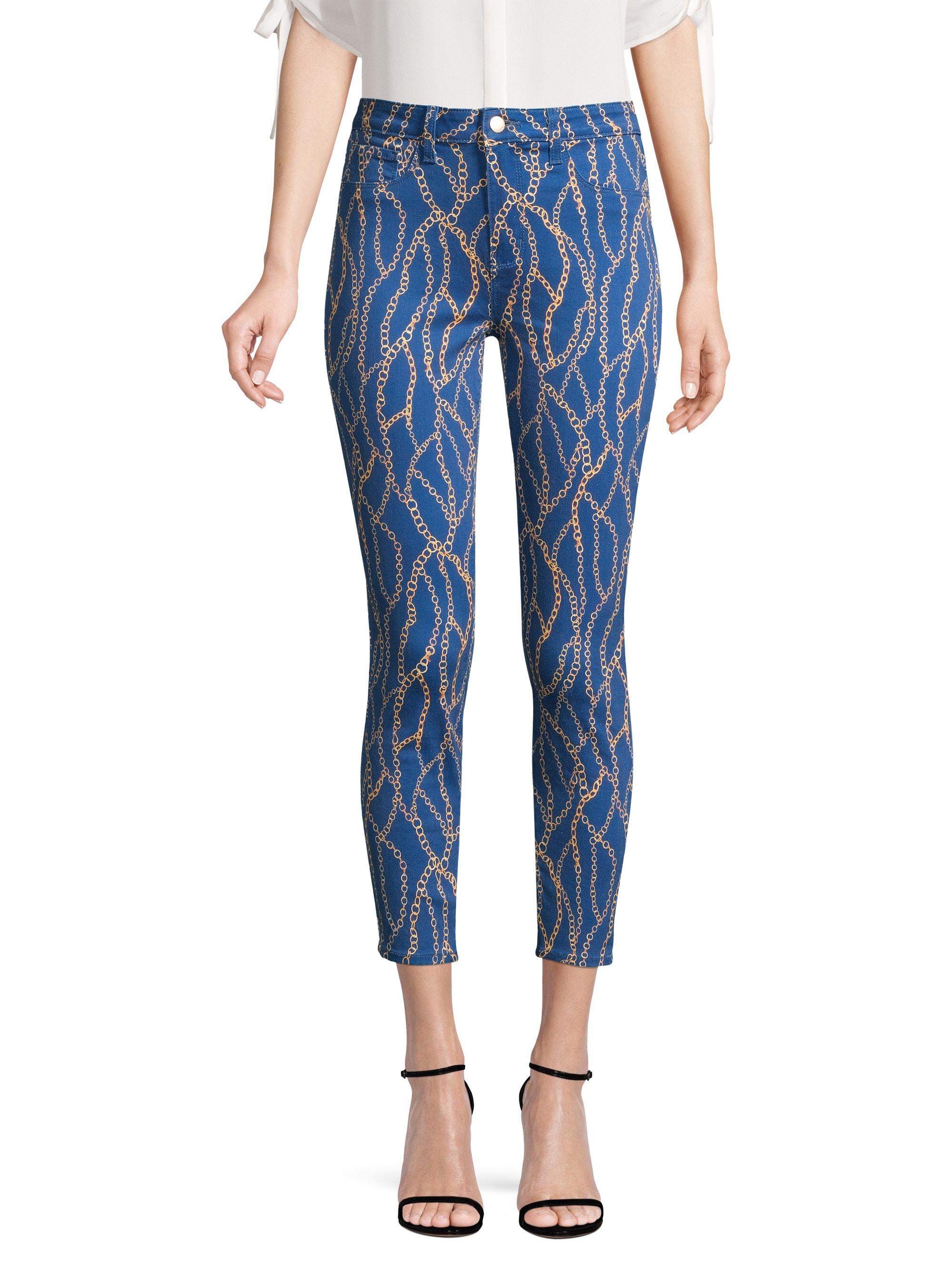 L'Agence Women's Margot Chainprint Skinny Jeans Chain Print in Blue